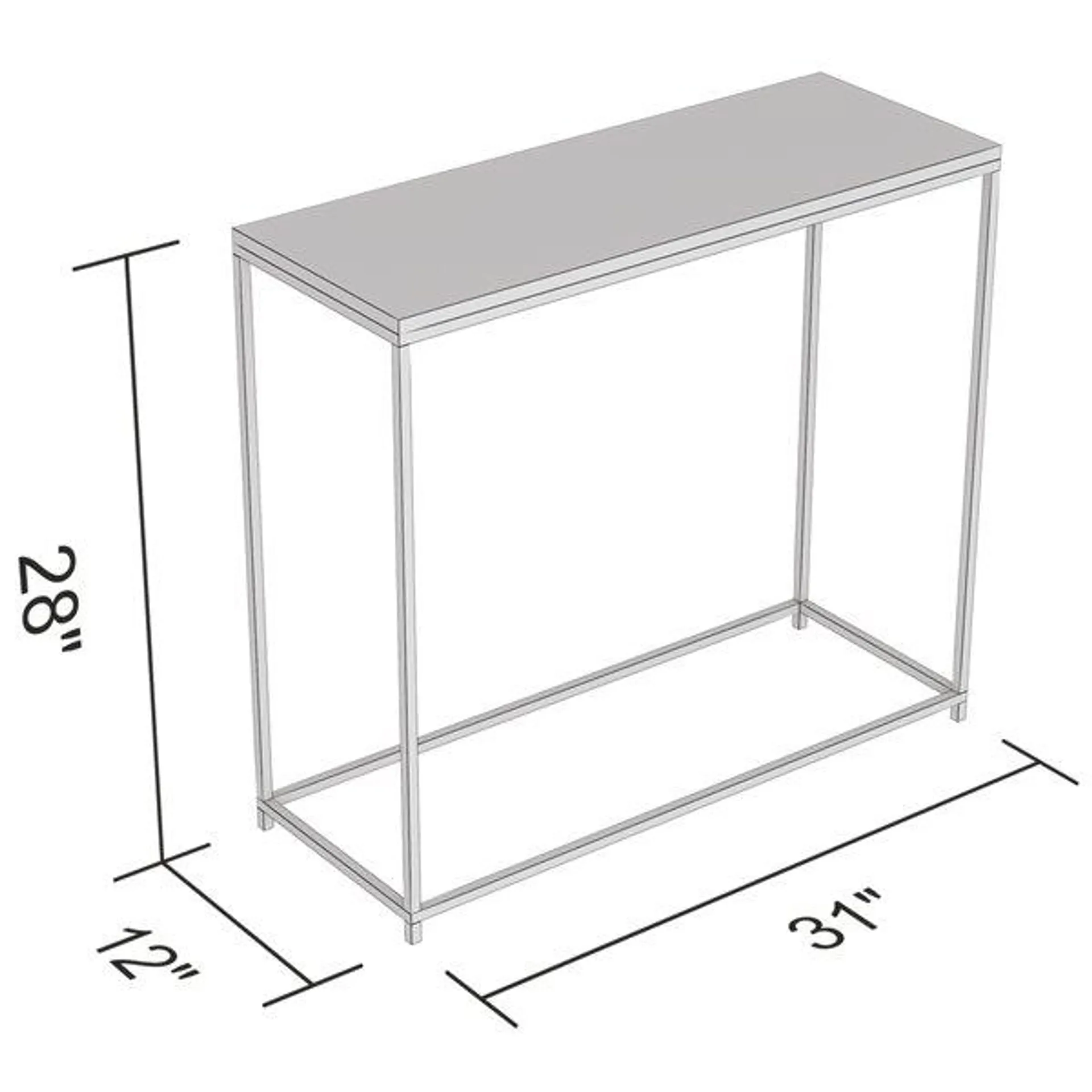 Table console Safdie & Co., rectangulaire, 28 po x 31 po, bois brun récupéré et métal noir