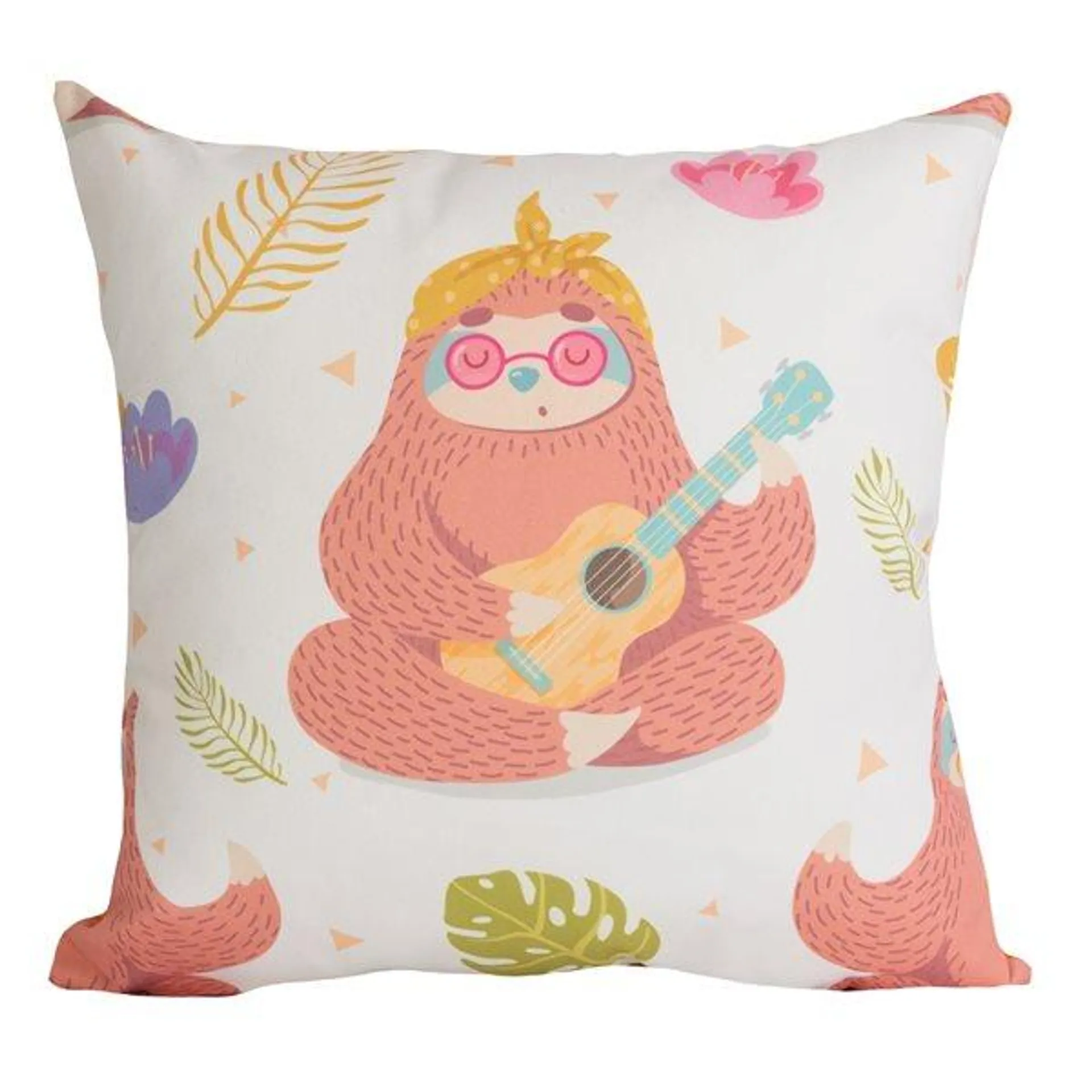 Coussin décoratif carré de 16 po x 16 po Sloth par Gouchee Home, multicolore