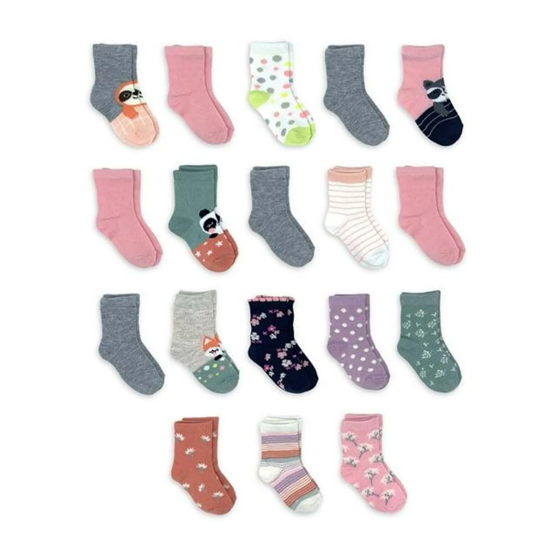 Wonder Nation Baby and Toddler Girl Crew Socks, 18-Pack, Sizes 0M-5T