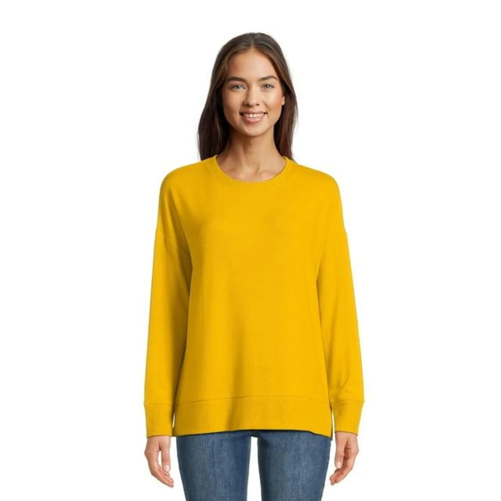 Time and Tru Women's Hacci Knit Pullover Sweatshirt with Long Sleeves, Sizes XS-XXXL