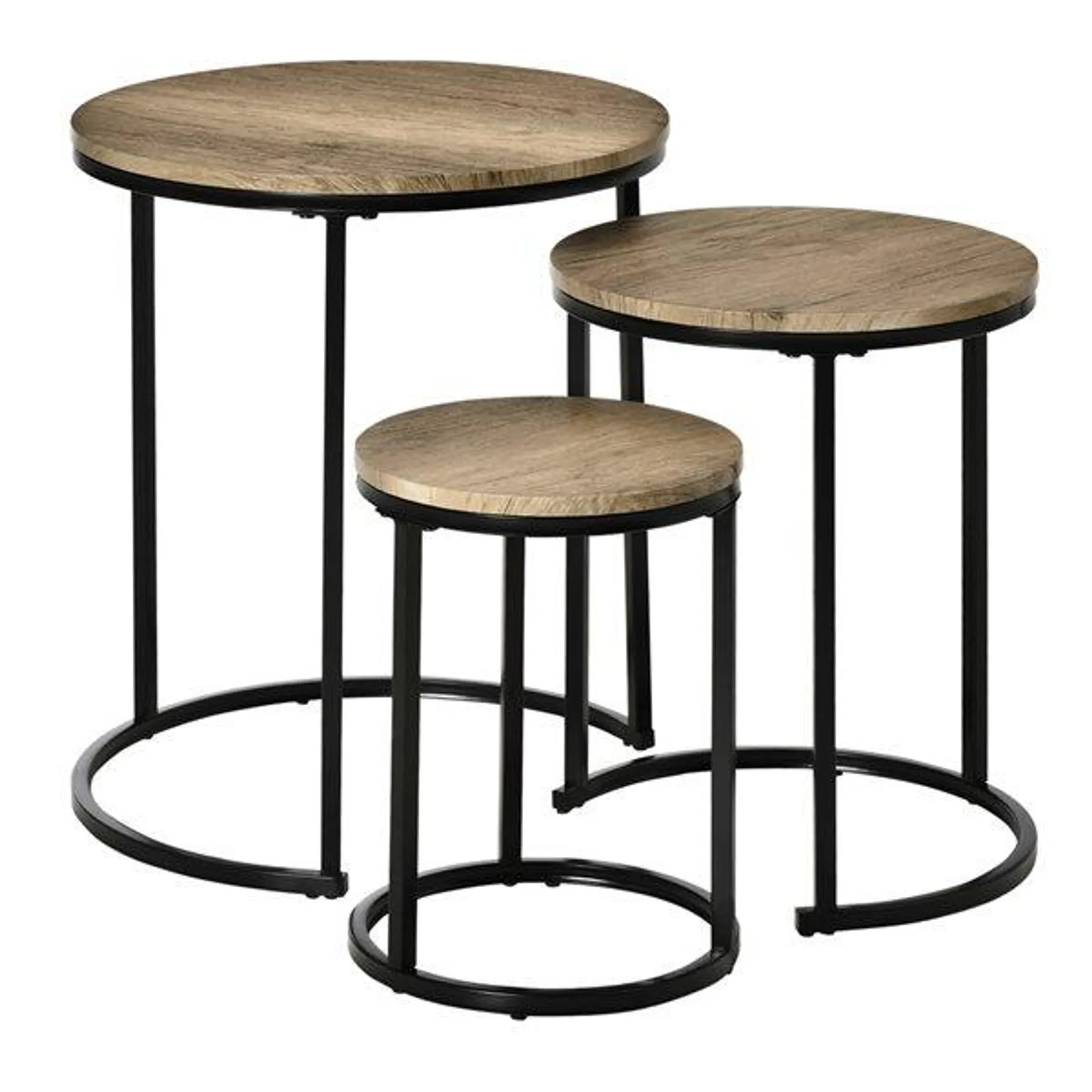 HomCom MDF and Steel Nesting Tables Set - 3-Piece