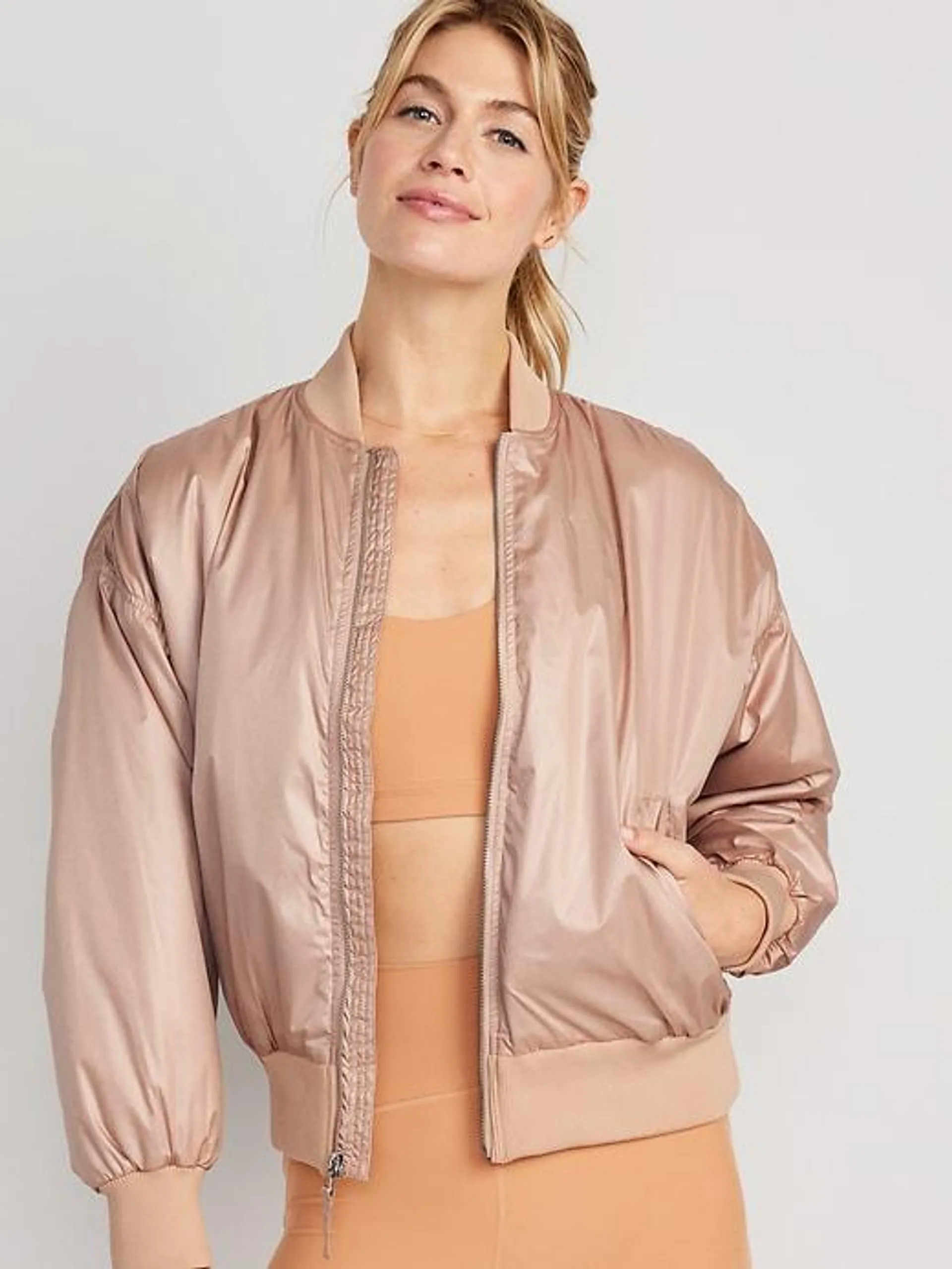 Oversized Water-Resistant Bomber Jacket
