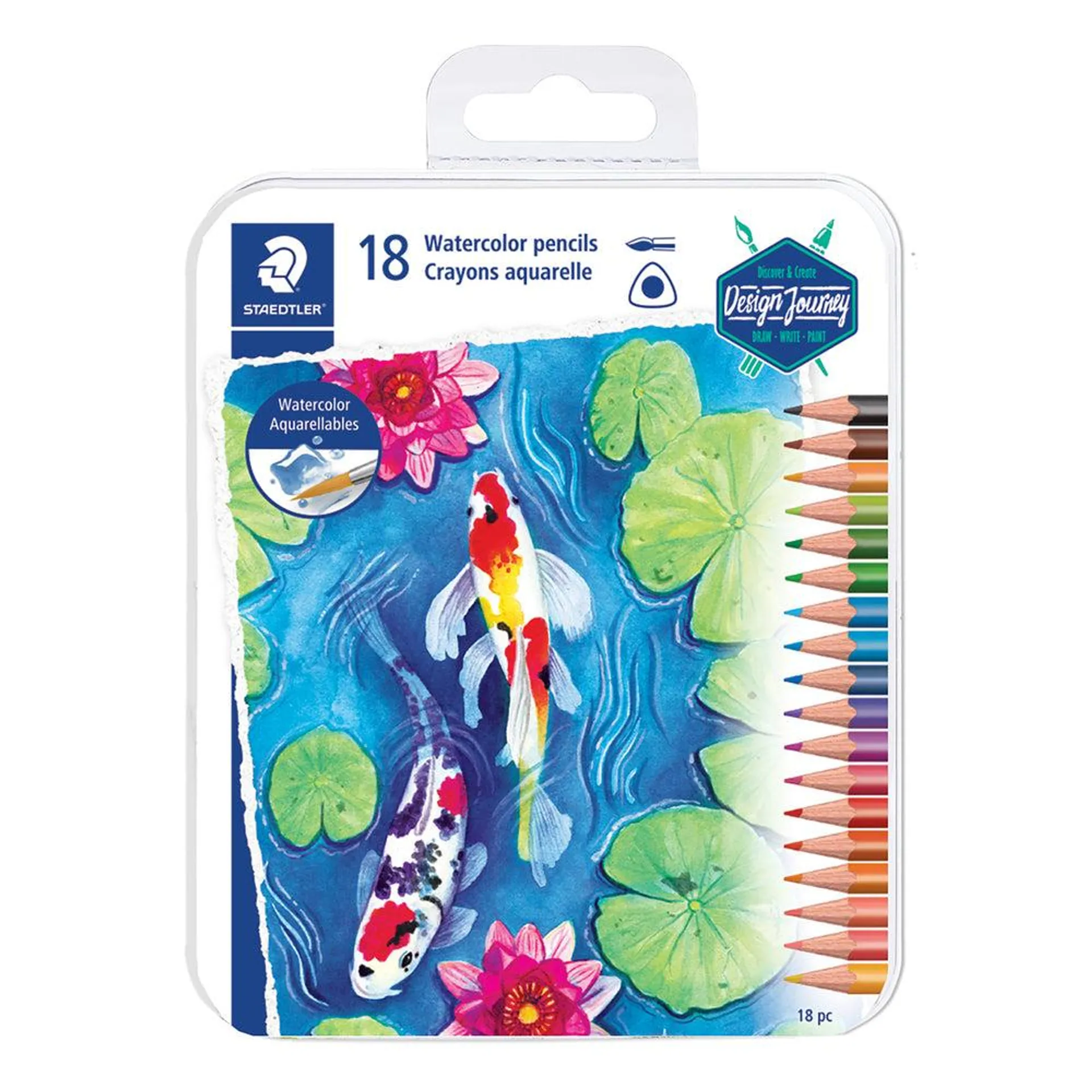 Staedtler - Crayons de couleur aquarelle, couleurs assorties, paquet de 18