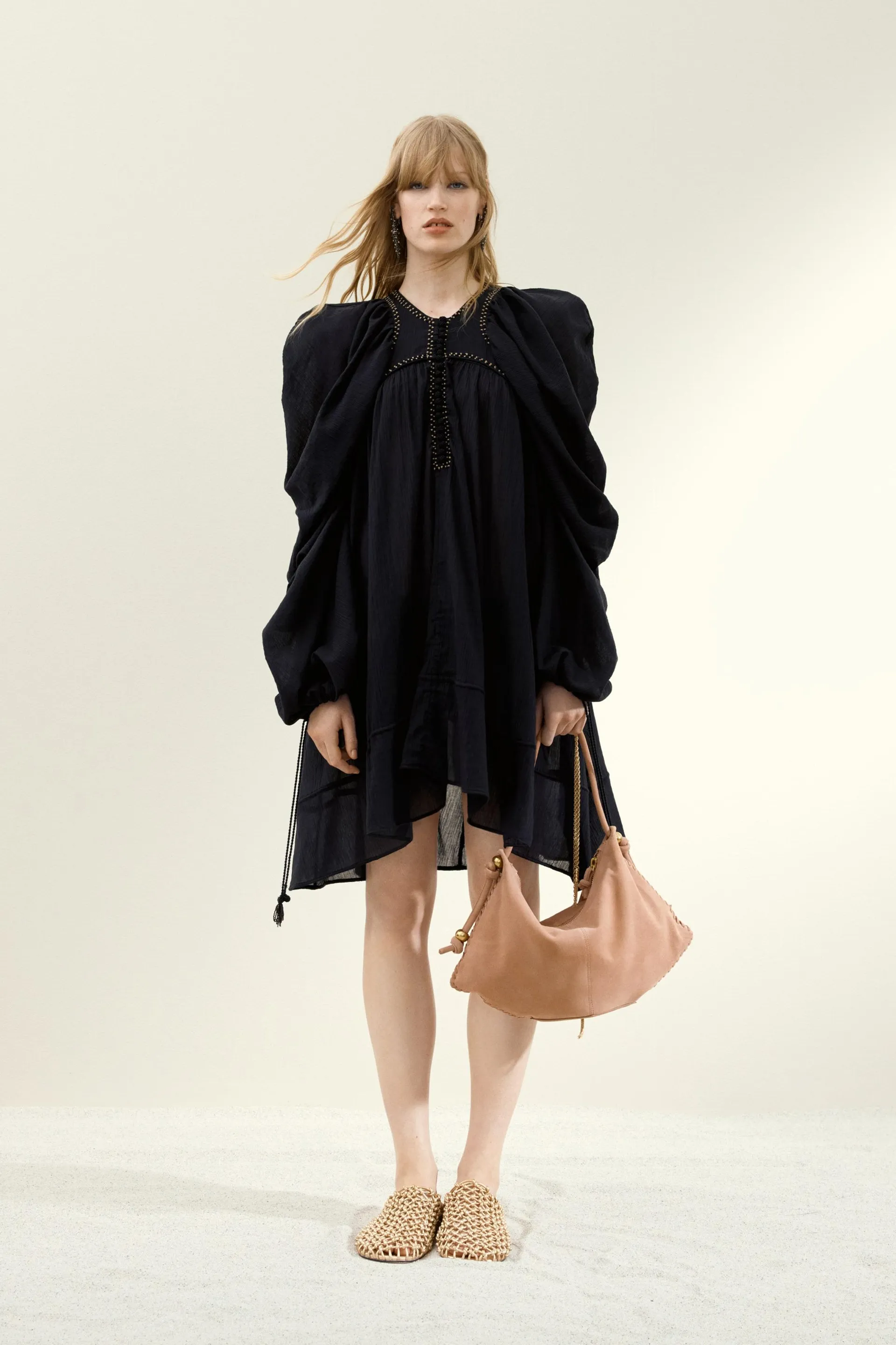 Robe en coton froissé