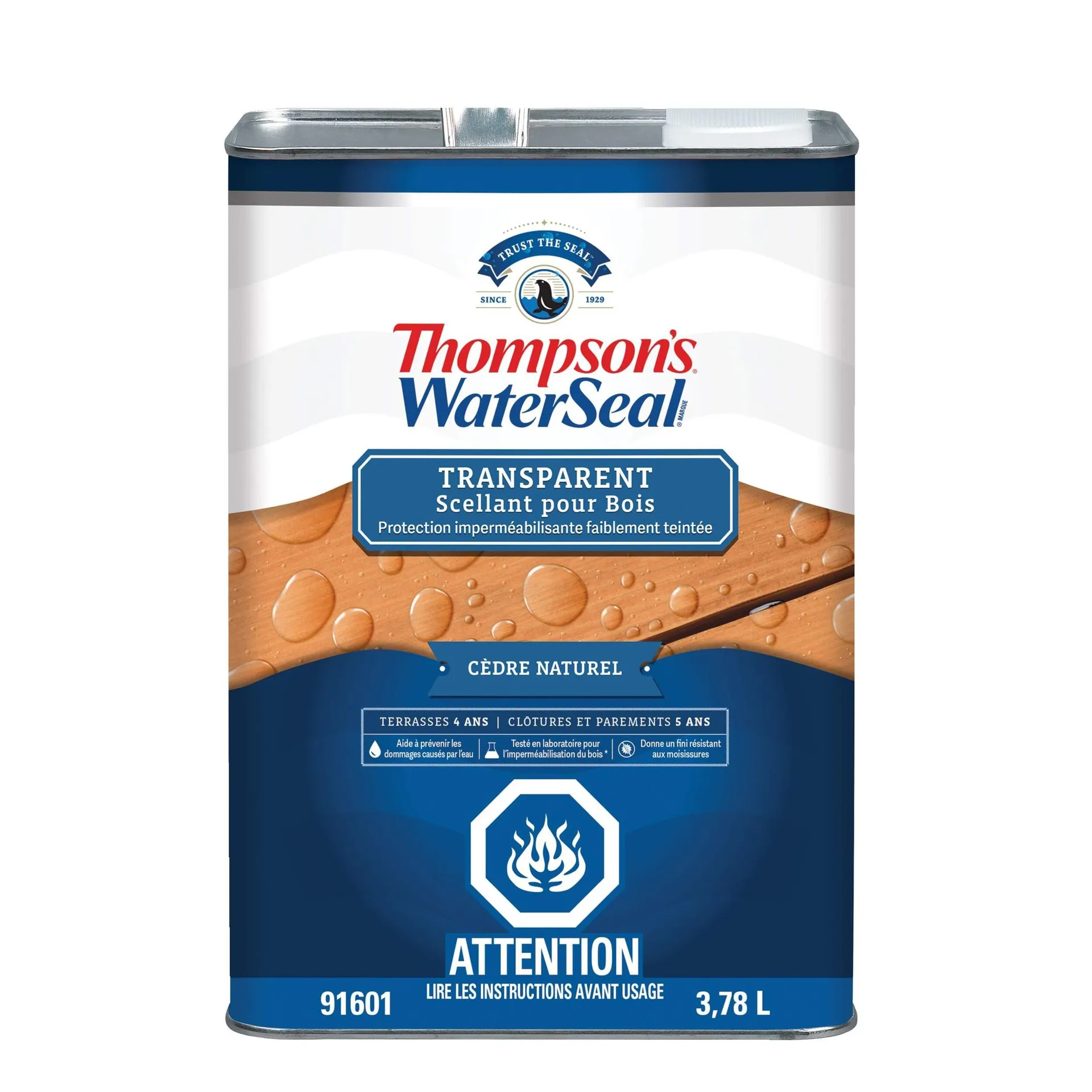 Imperméabilisant et protecteur pour le bois teint pour l'extérieur Thompson's WaterSeal, 3,78 L/1 gallon