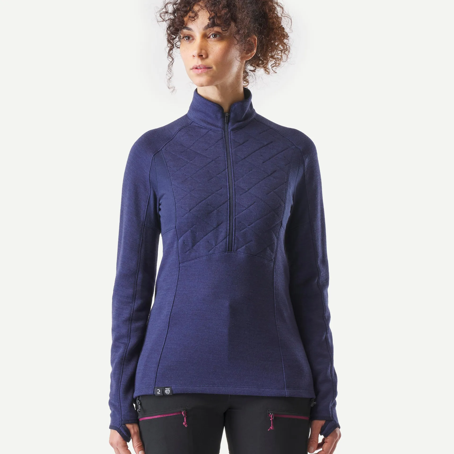 Chandail en laine mérinos femme – Trek 900 bleu