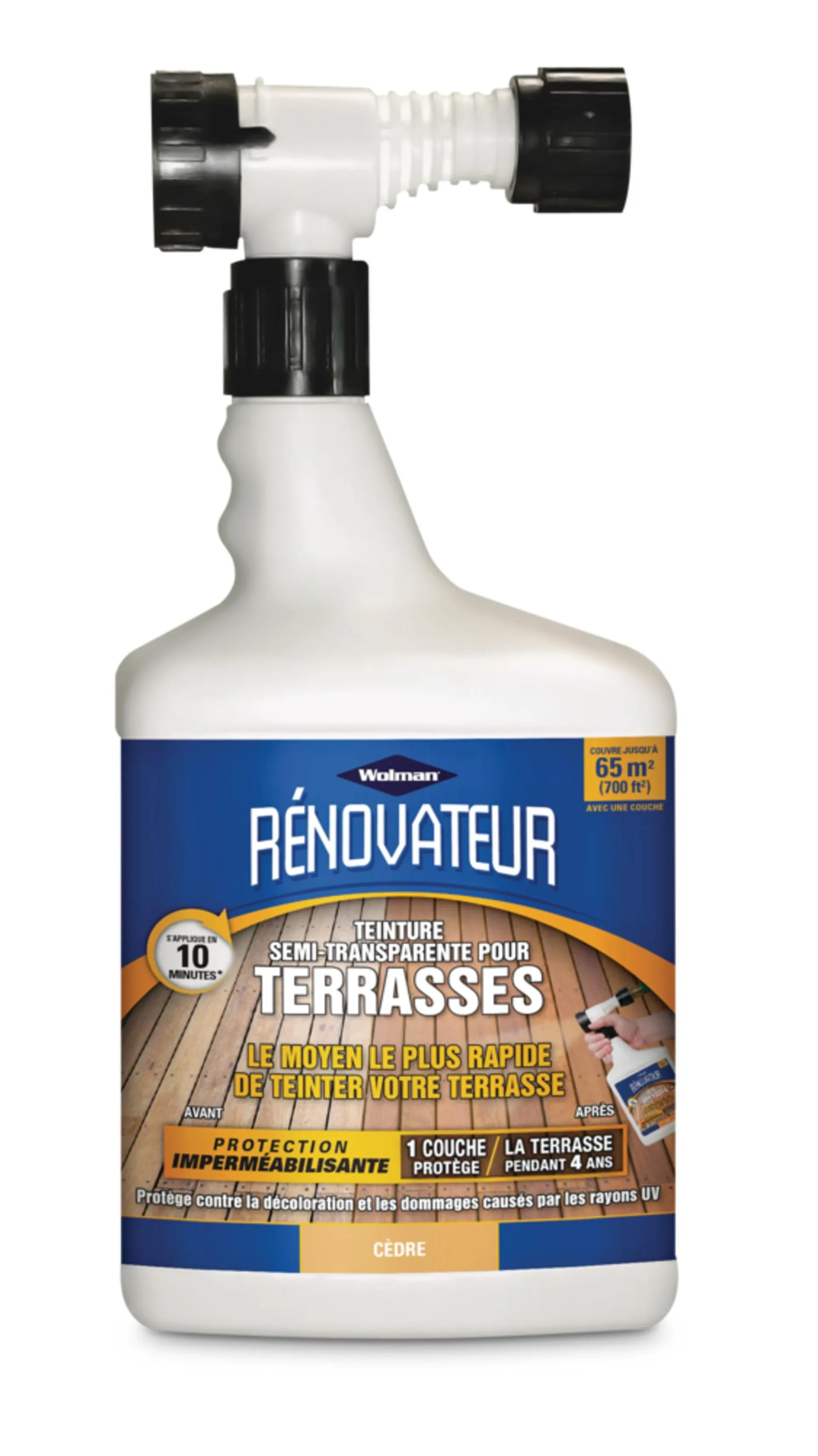 Vaporisateur de teinture d'extérieur pour terrasse en bois Wolman Renovator, semi-transparent, 1,65 L/0,44 gallon