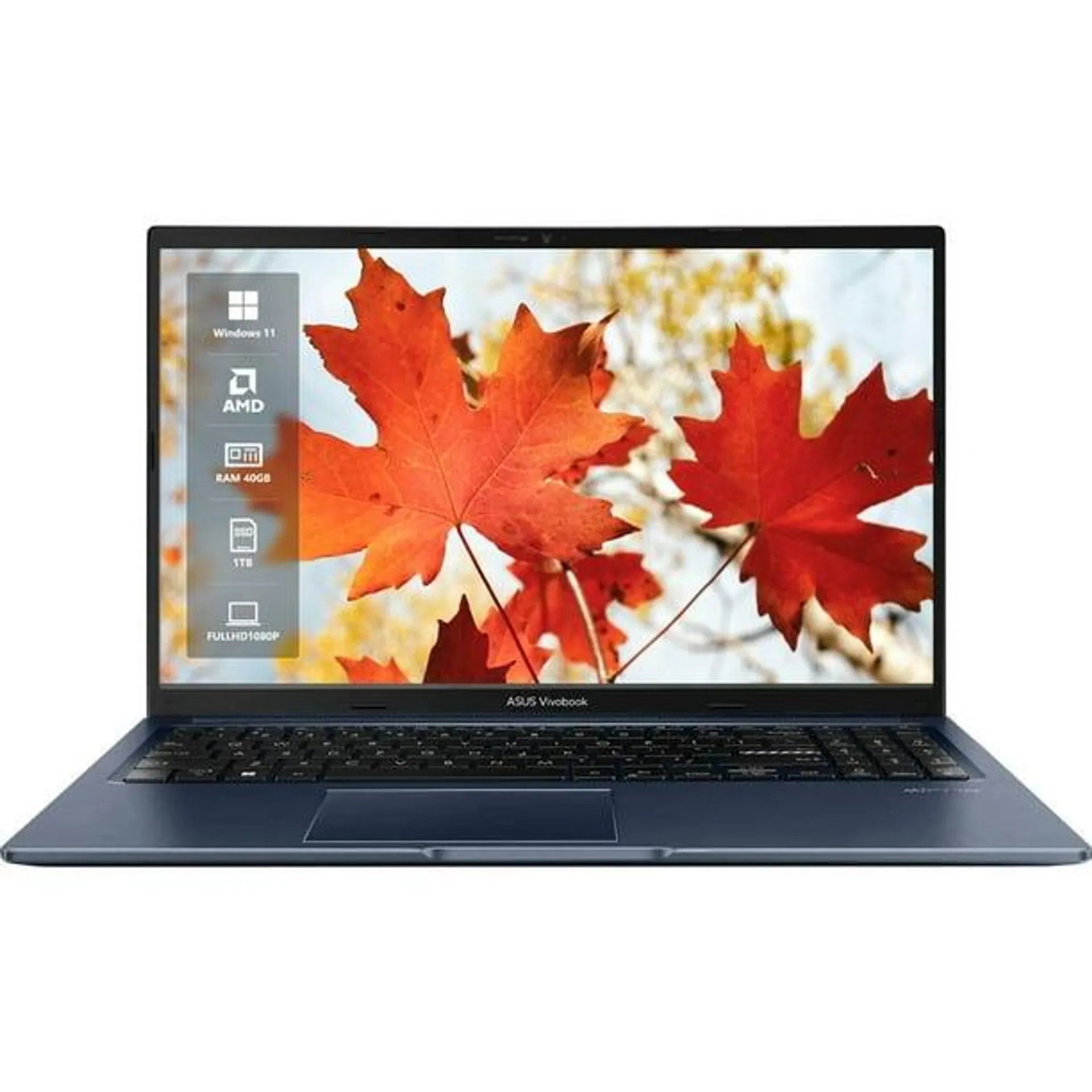 ASUS Vivobook 15.6 Pouces FHD Portable, AMD Ryzen 7 5800H, 40GB RAM, 1 To SSD, Windows 11, Bleu Calme, Wi-Fi 6E, AMD Radeon Graphics