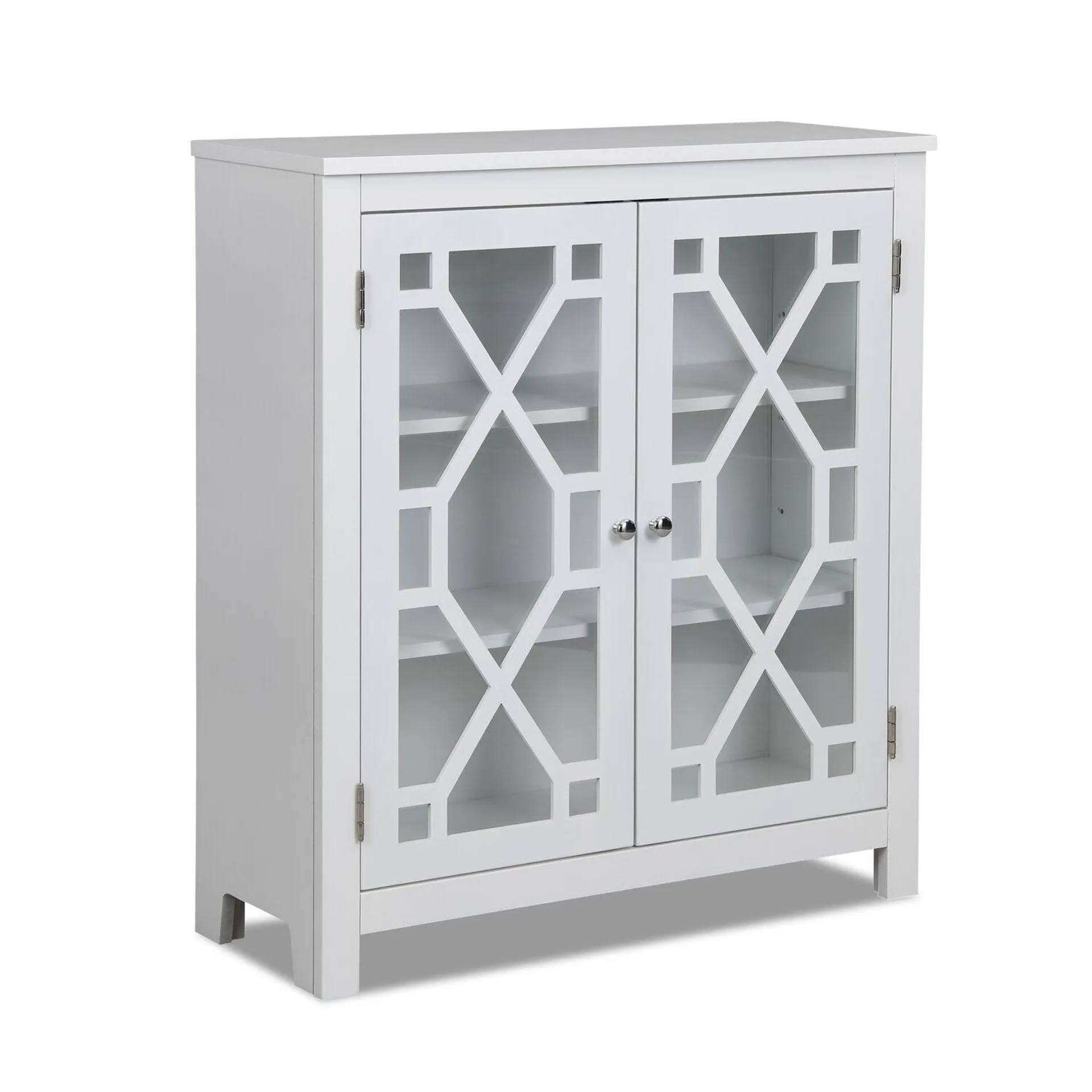 Armoire décorative Clary de 31,5 po avec portes en verre - blanche