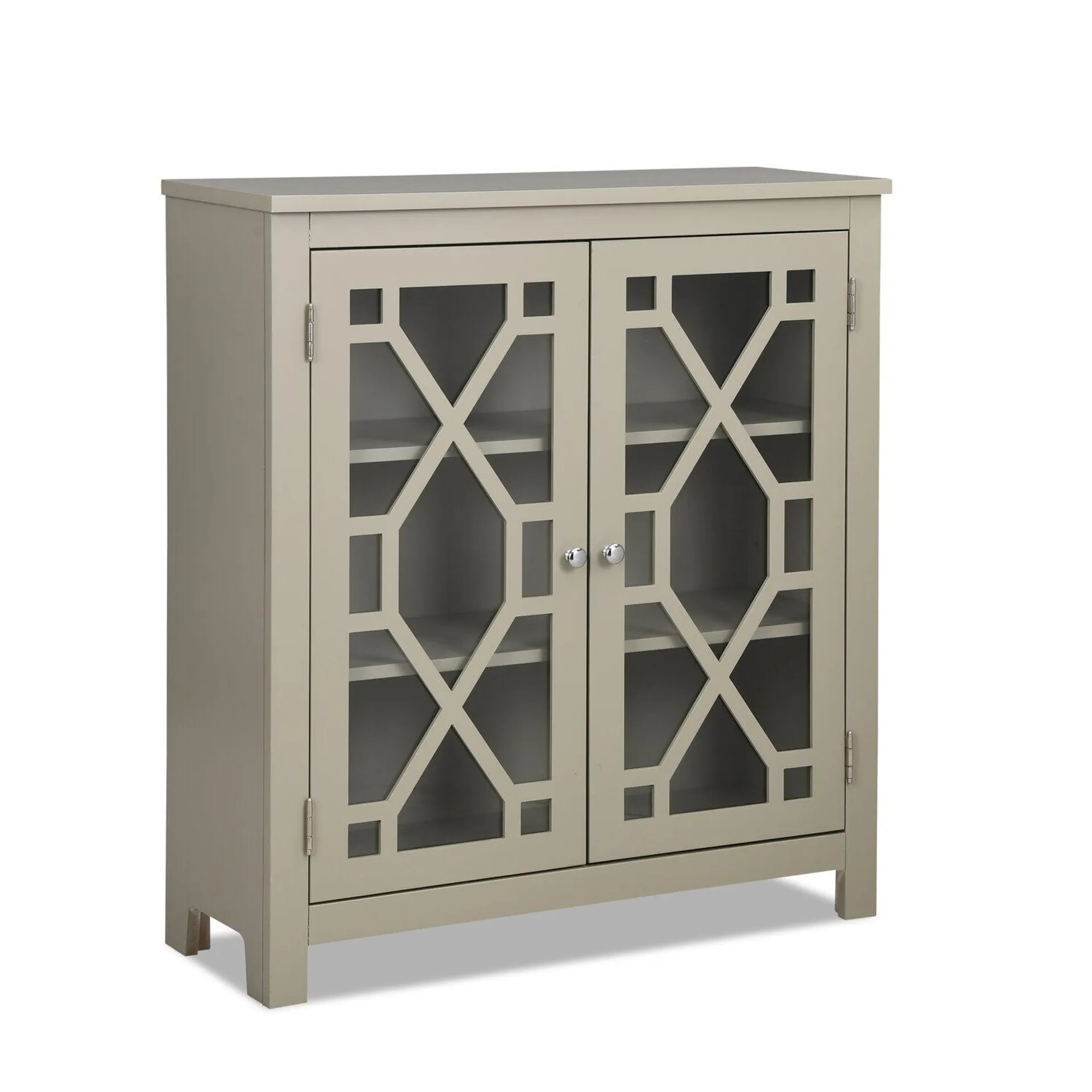 Armoire décorative Clary de 31,5 po avec portes en verre - grise