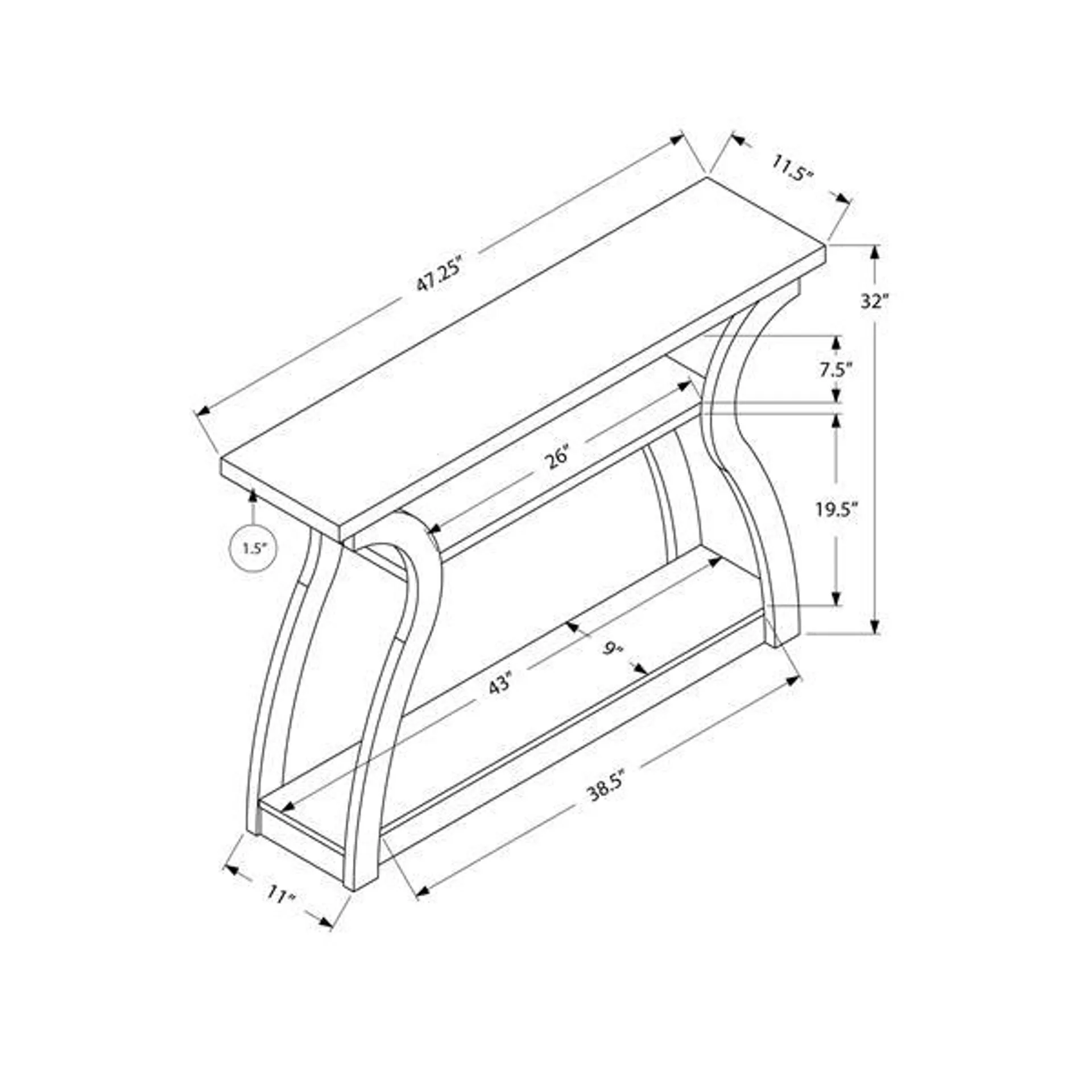 Table d'appoint Monarch, 32 po, composite, brun