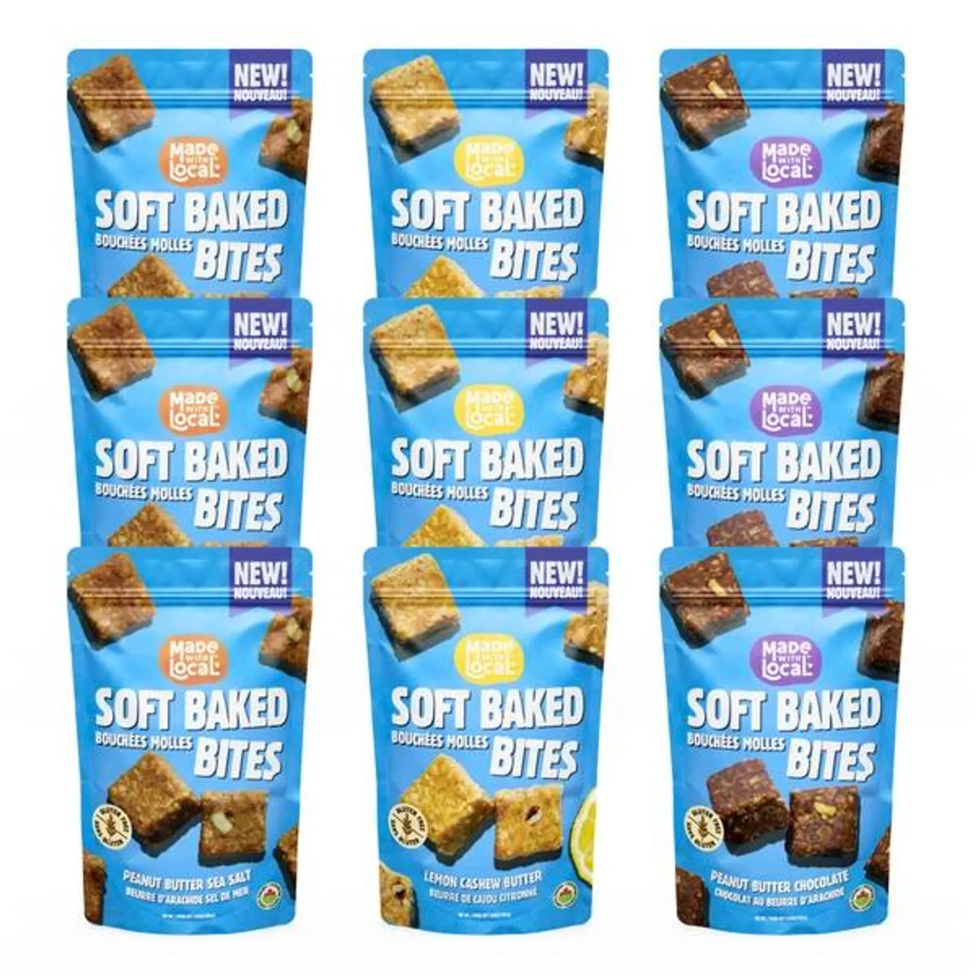 Made with Local Soft Baked Bites, Variety Pack, 9 × 110 g