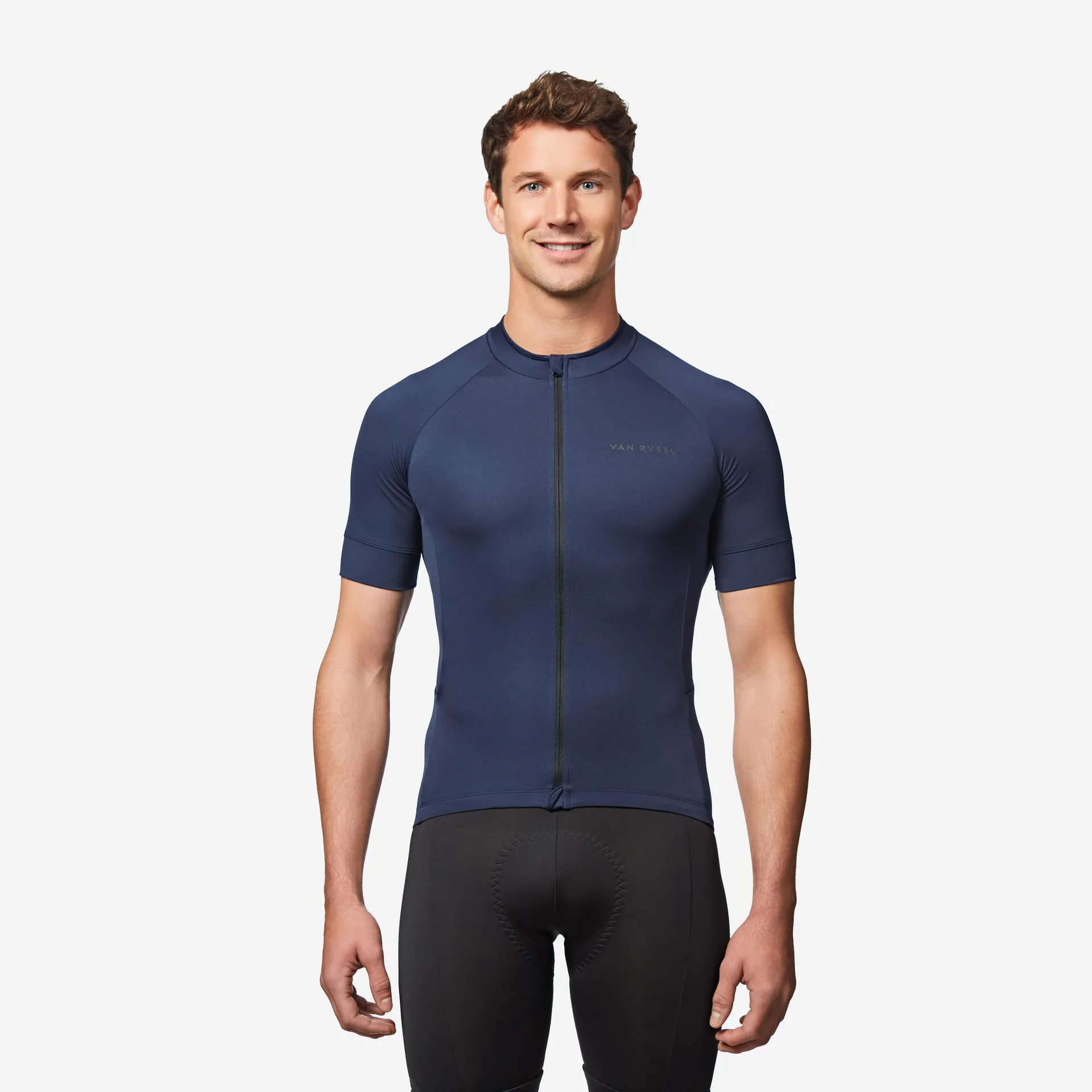 Maillot vélo route manches courtes été regular homme - Discover bleu acier