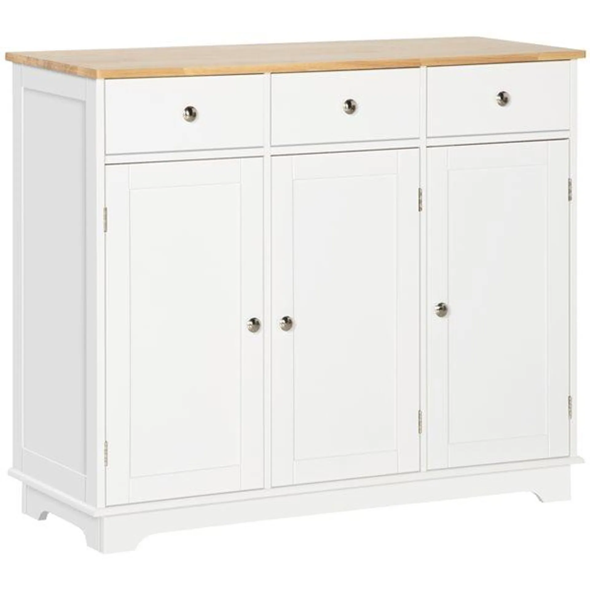 Buffet en bois d'hévéa et composite par HOMCOM, blanc