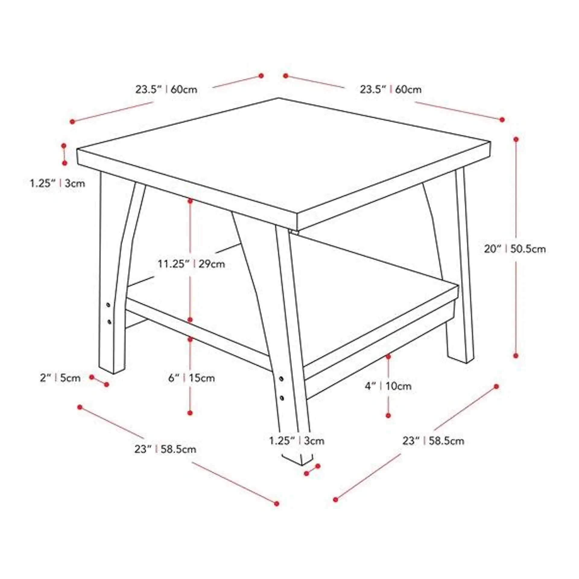 Table basse contemporaine Hollywood avec fini stratifié, 1 tablette basse, gris foncé