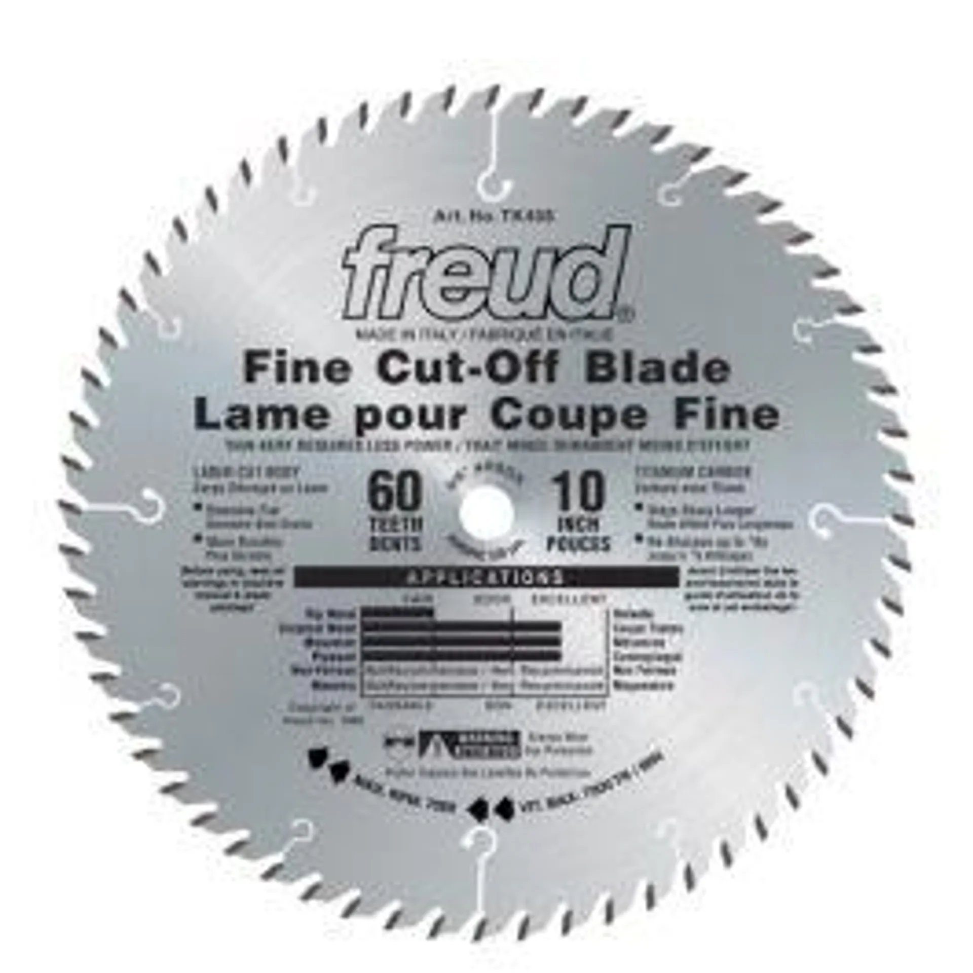 Lame de scie de finition 10'' x 5/8" x 60dents #TK406 - Freud