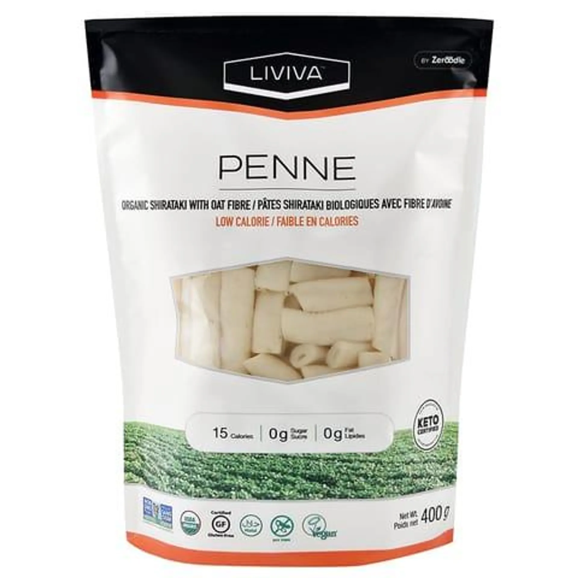 Pâtes Shirataki biologiques avec fibres d'avoine - Penne