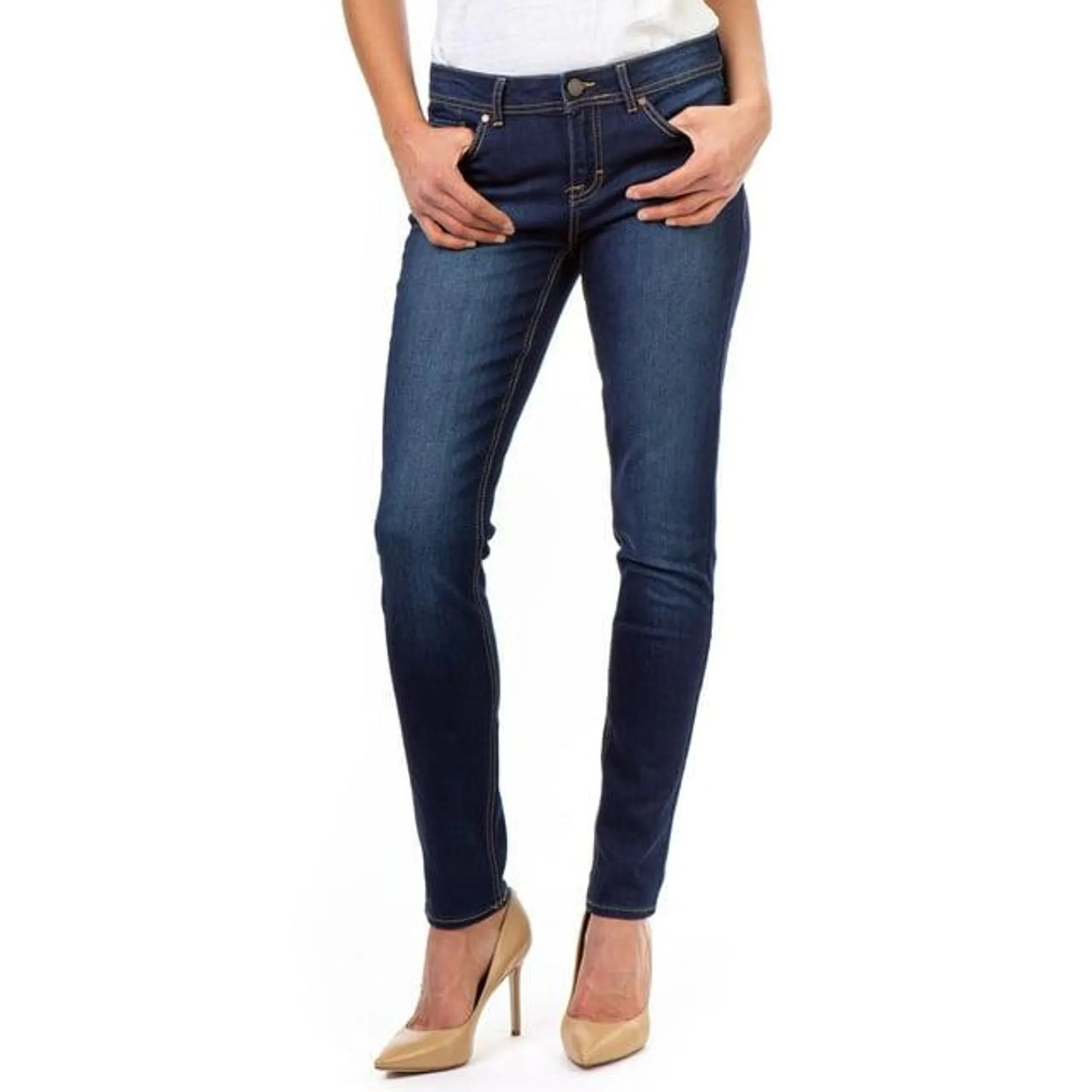 Jordache Women's Mid Rise Skinny Jeans, Available in 29" and 31" Inseams, Sizes 2-22