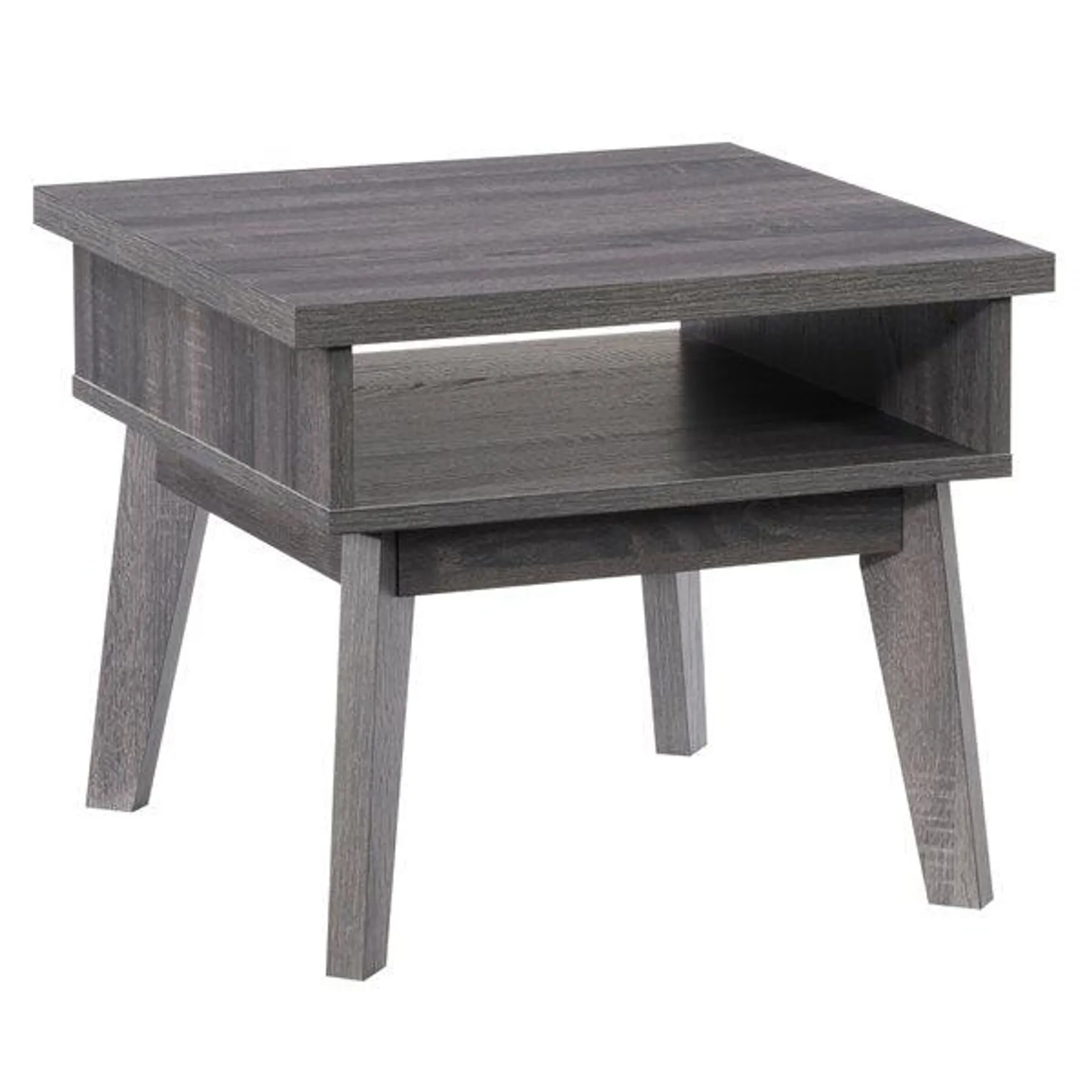 Table basse contemporaine Hollywood avec fini stratifié et rangement coup d'œil, gris foncé