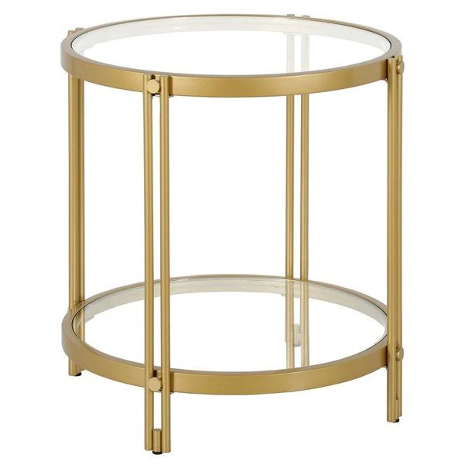 Table d'appoint ronde Inez Hailey Home en laiton et dessus en verre