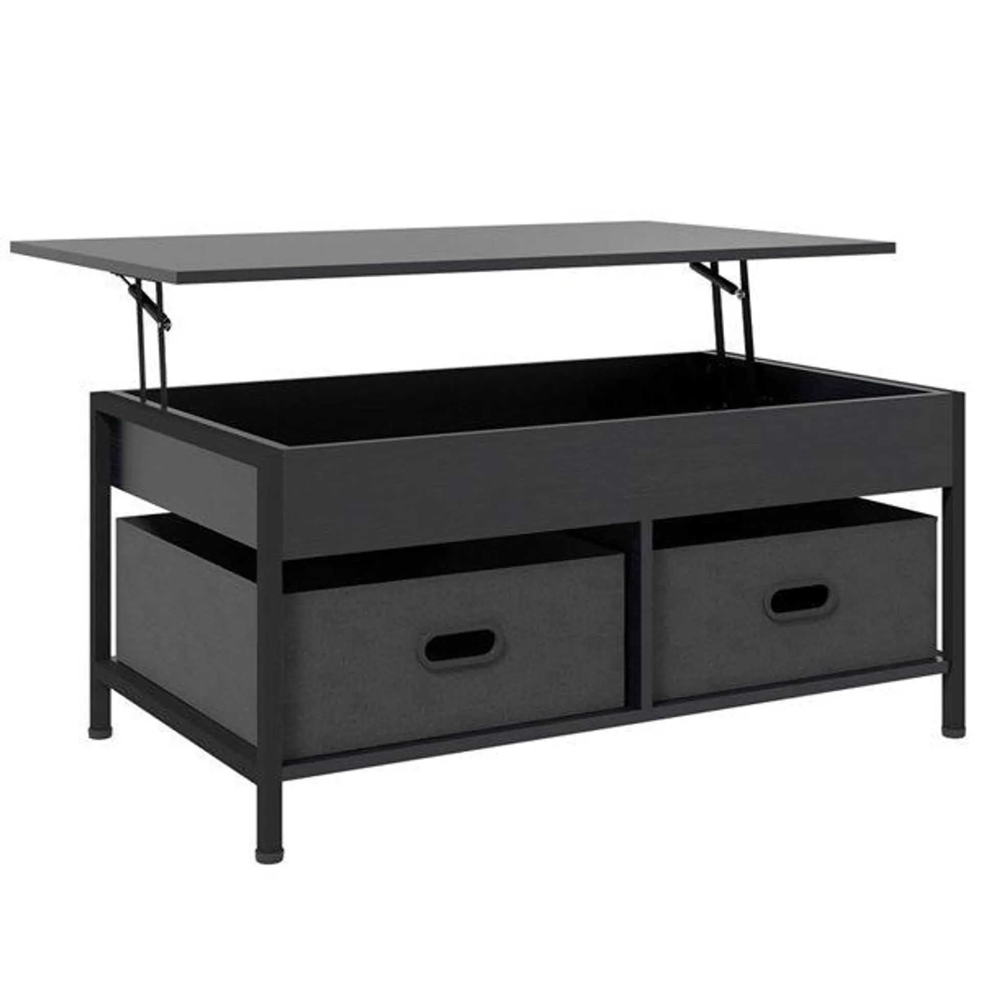 Table basse HomCom noire en MDF/métal avec tablette escamotable et rangement 39 l. x 24 p. x 18 po h.