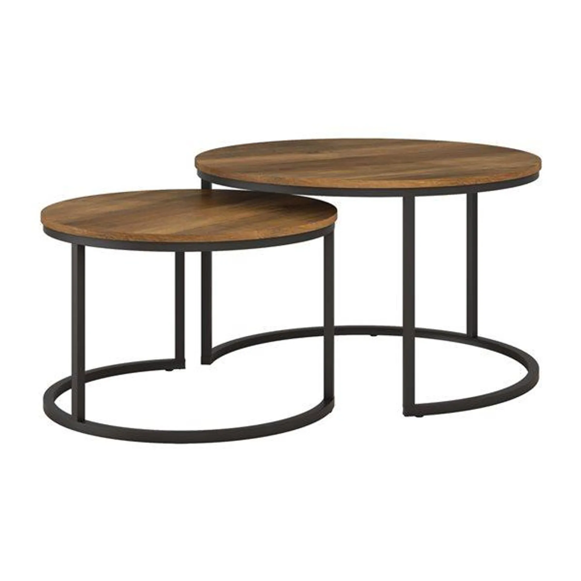 Table à café gigogne ronde en grain de bois brun Fort Worth de CorLiving, 29,25 po