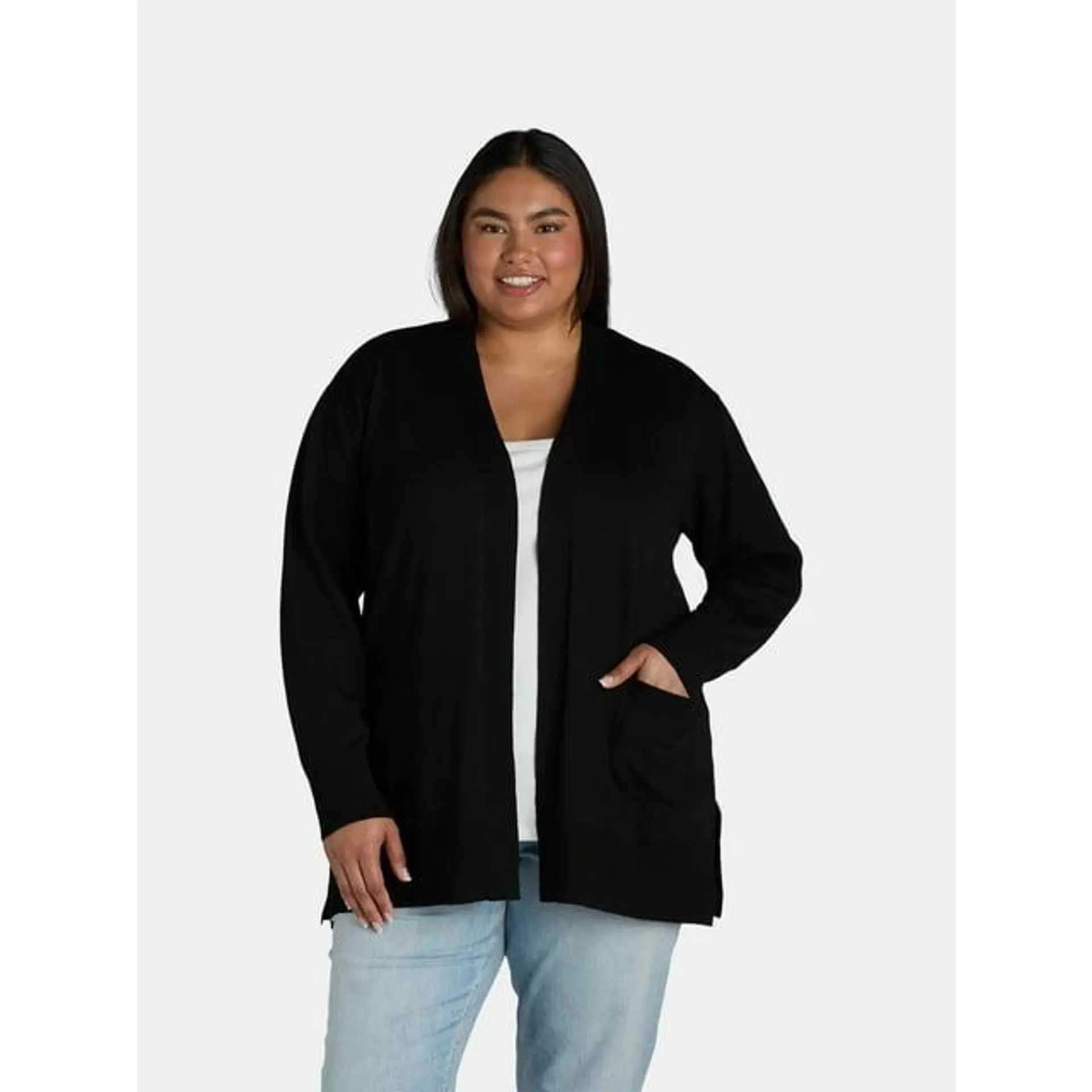 Terra & Sky Women's Fine Gauge Cardigan, Lightweight; Sizes 0X-4X