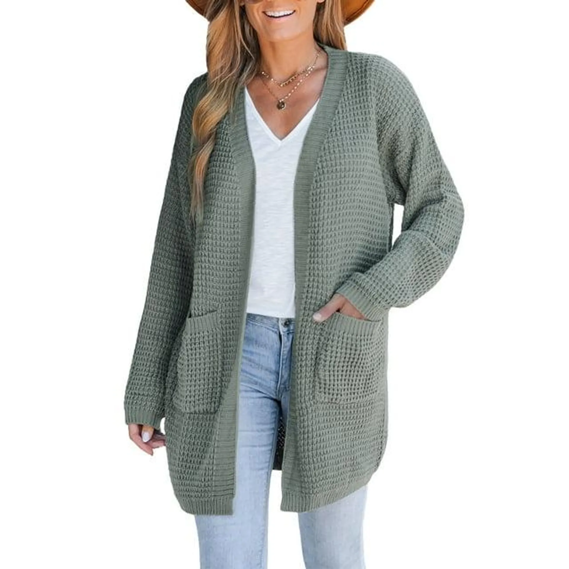 CUPSHE Charcoal Chunky Knit Open-Front Cardigan