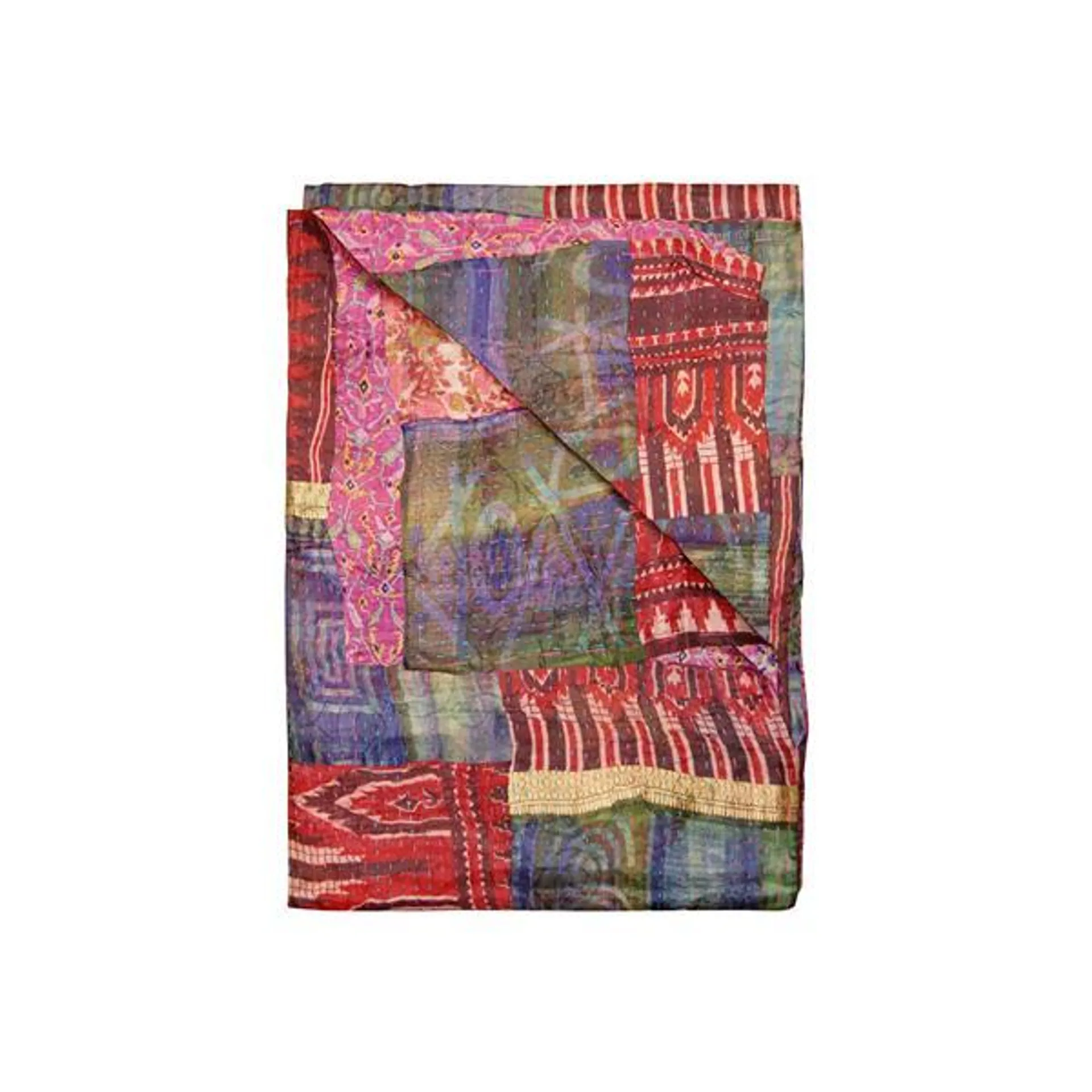 Jeté en soie Kantha, 50 pox 70 po, multicolore