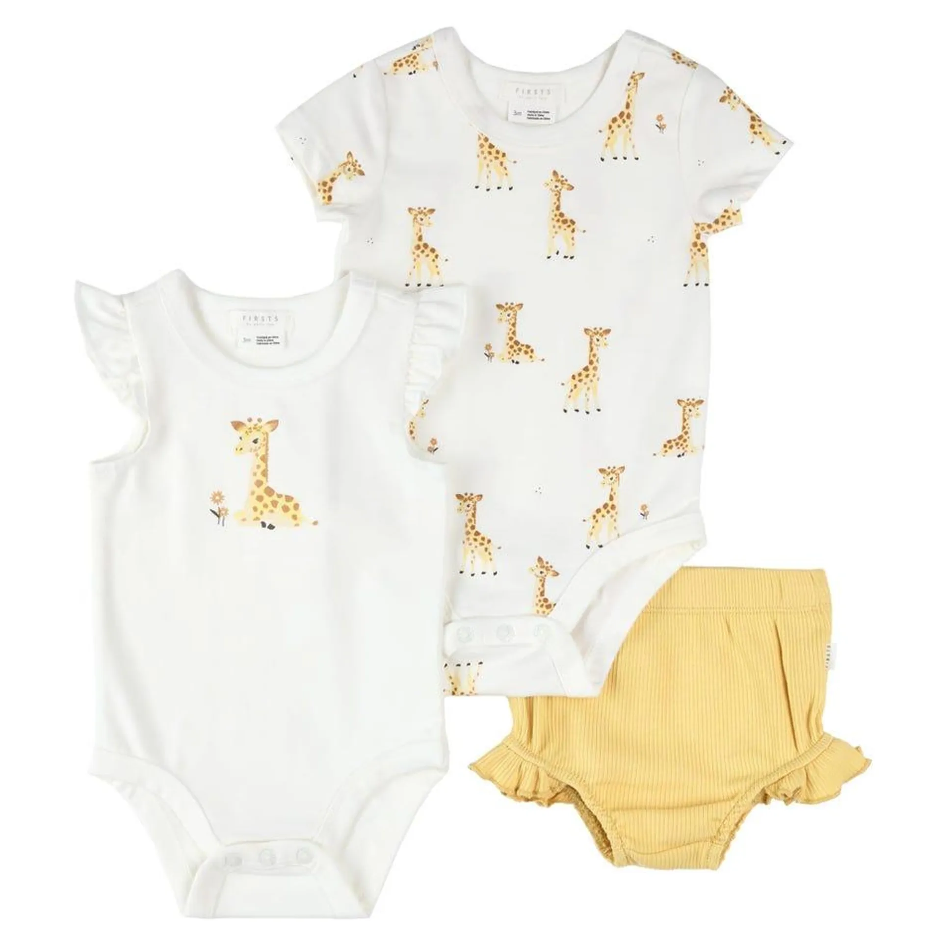 Giraffes 3 Pieces Bodysuit Set 0-24m