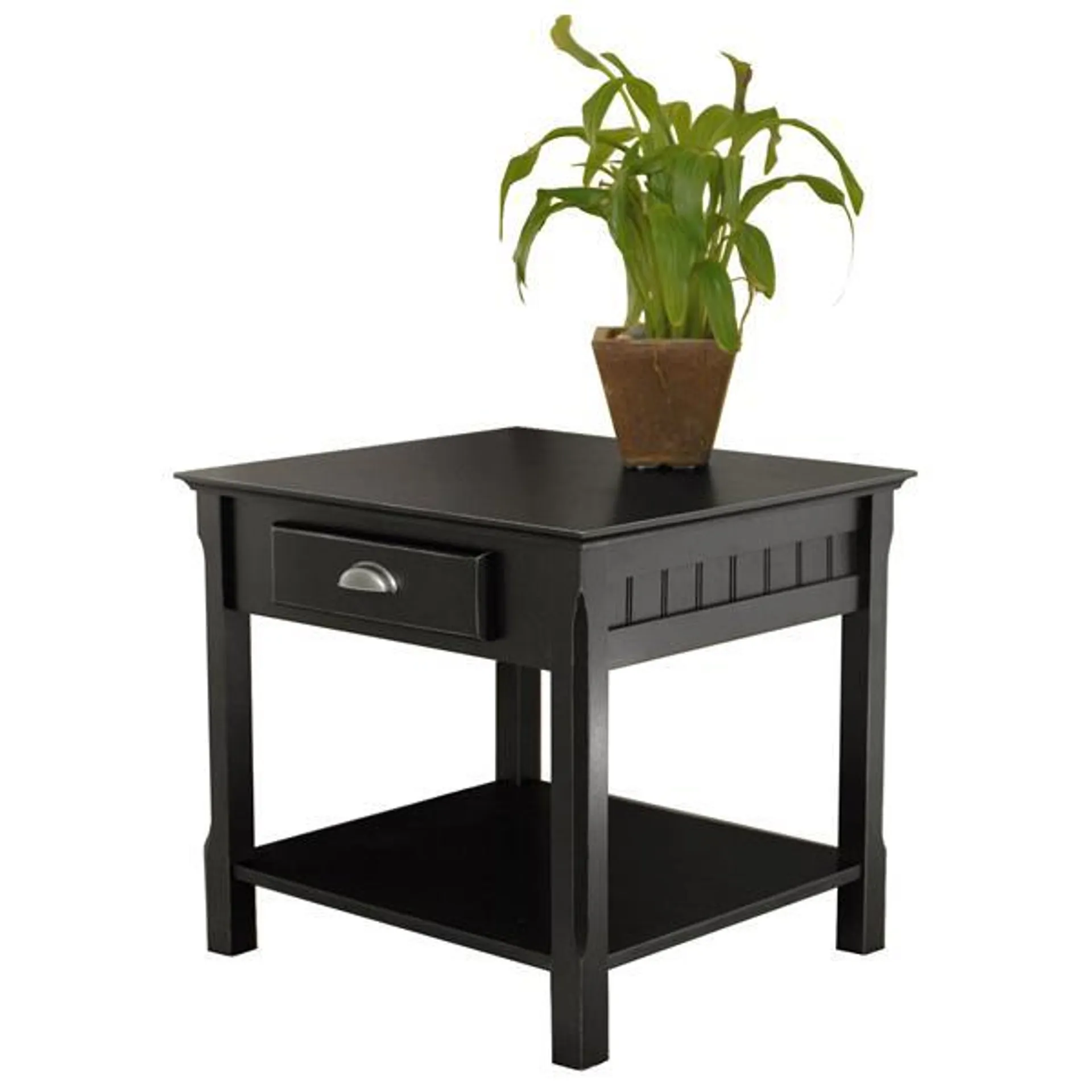 Table Timber, 21,97 po x 21,97 po, bois, noir