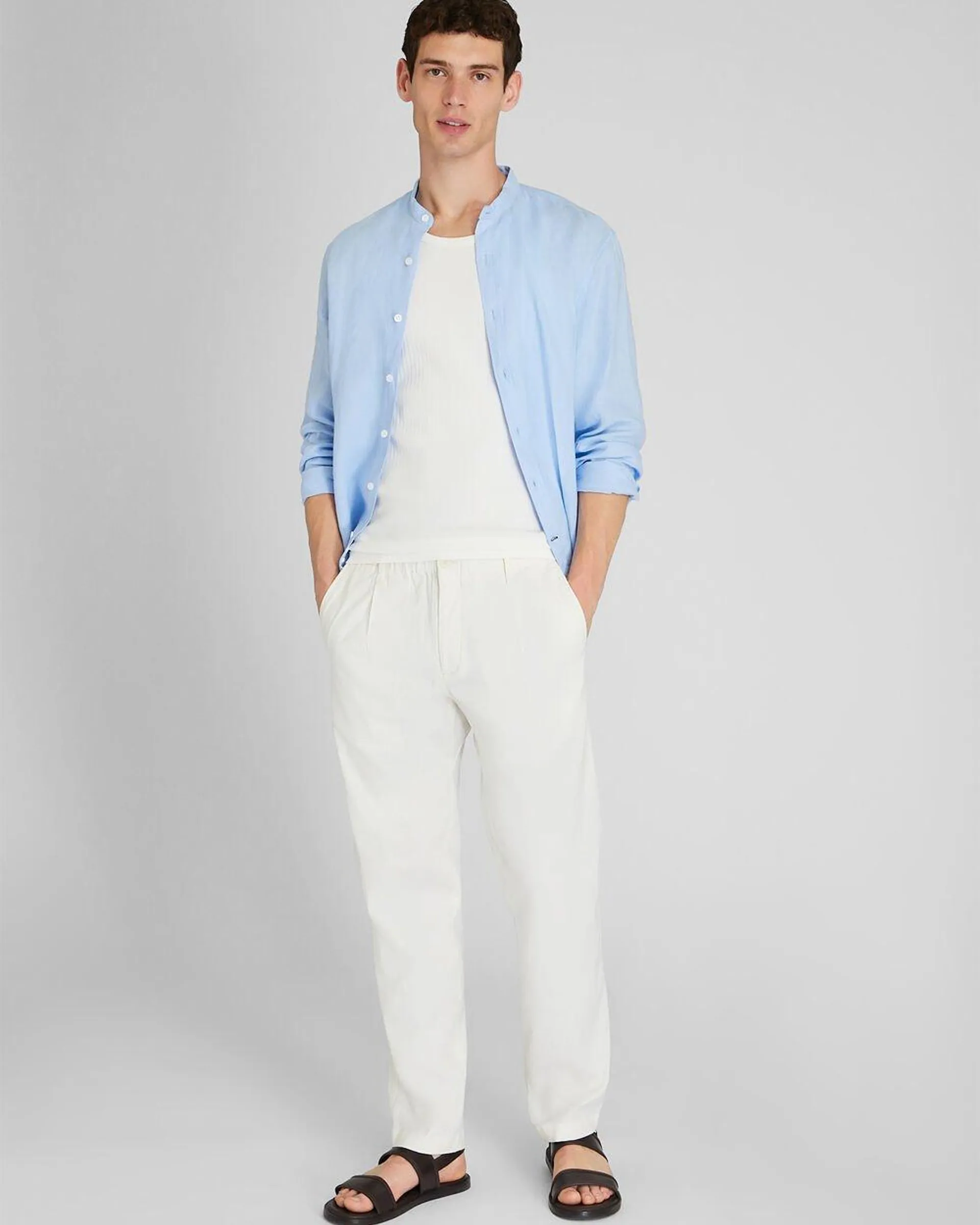 Relaxed Tapered Linen-Blend Pant