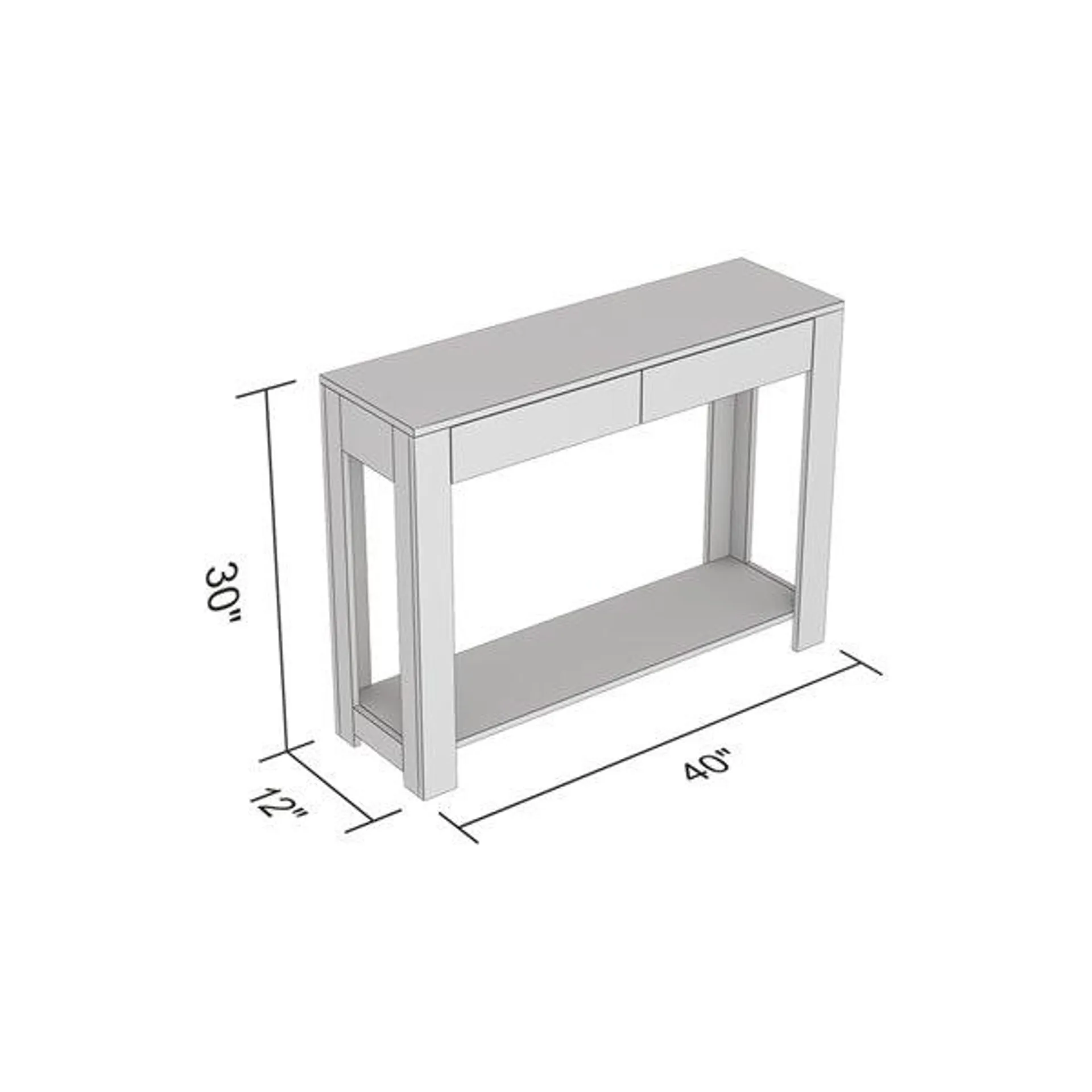 Table console Safdie & Co., 1 tablette et 2 tiroirs, 30 po x 40 po, taupe foncé