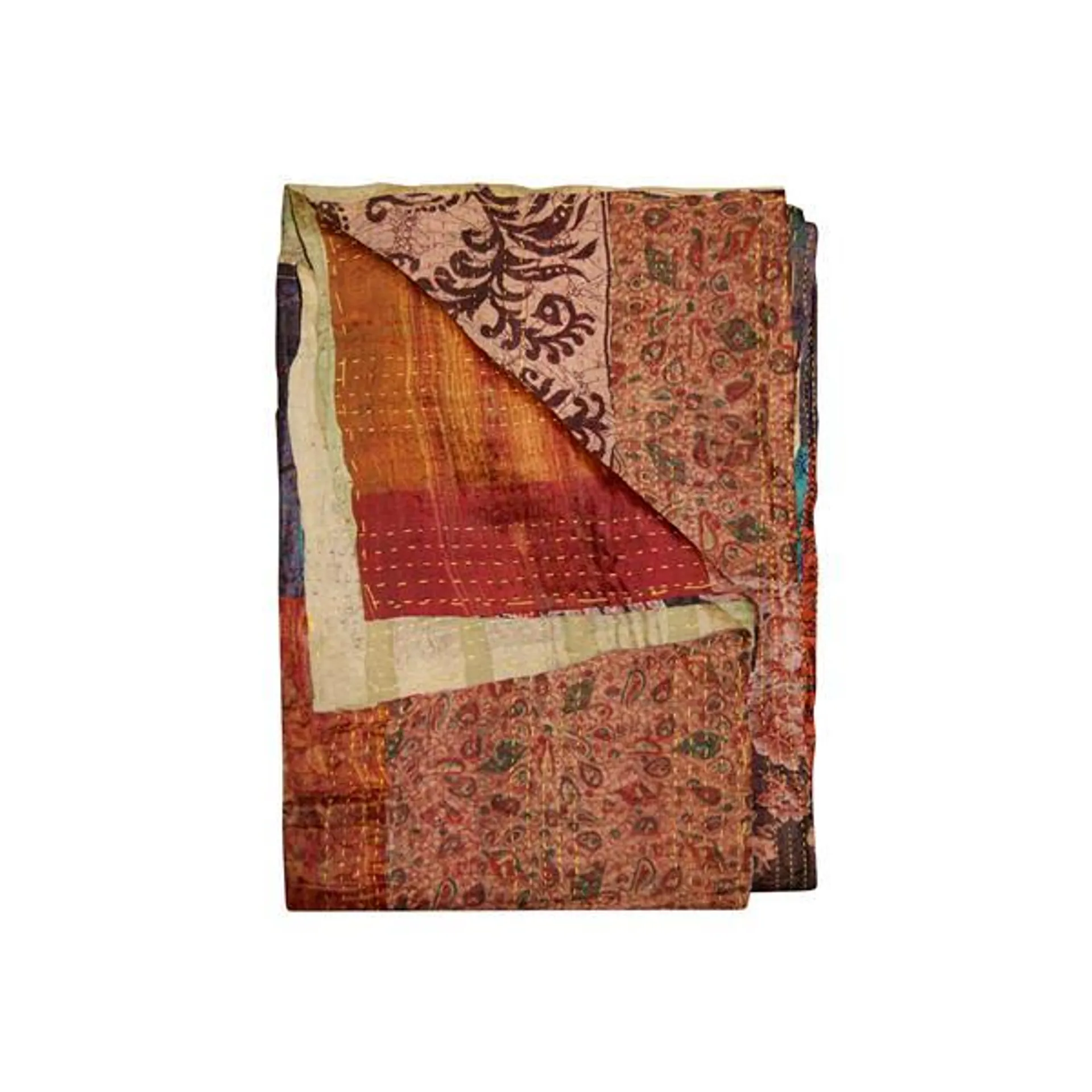 Jeté en soie Kantha, 50 pox 70 po, multicolore