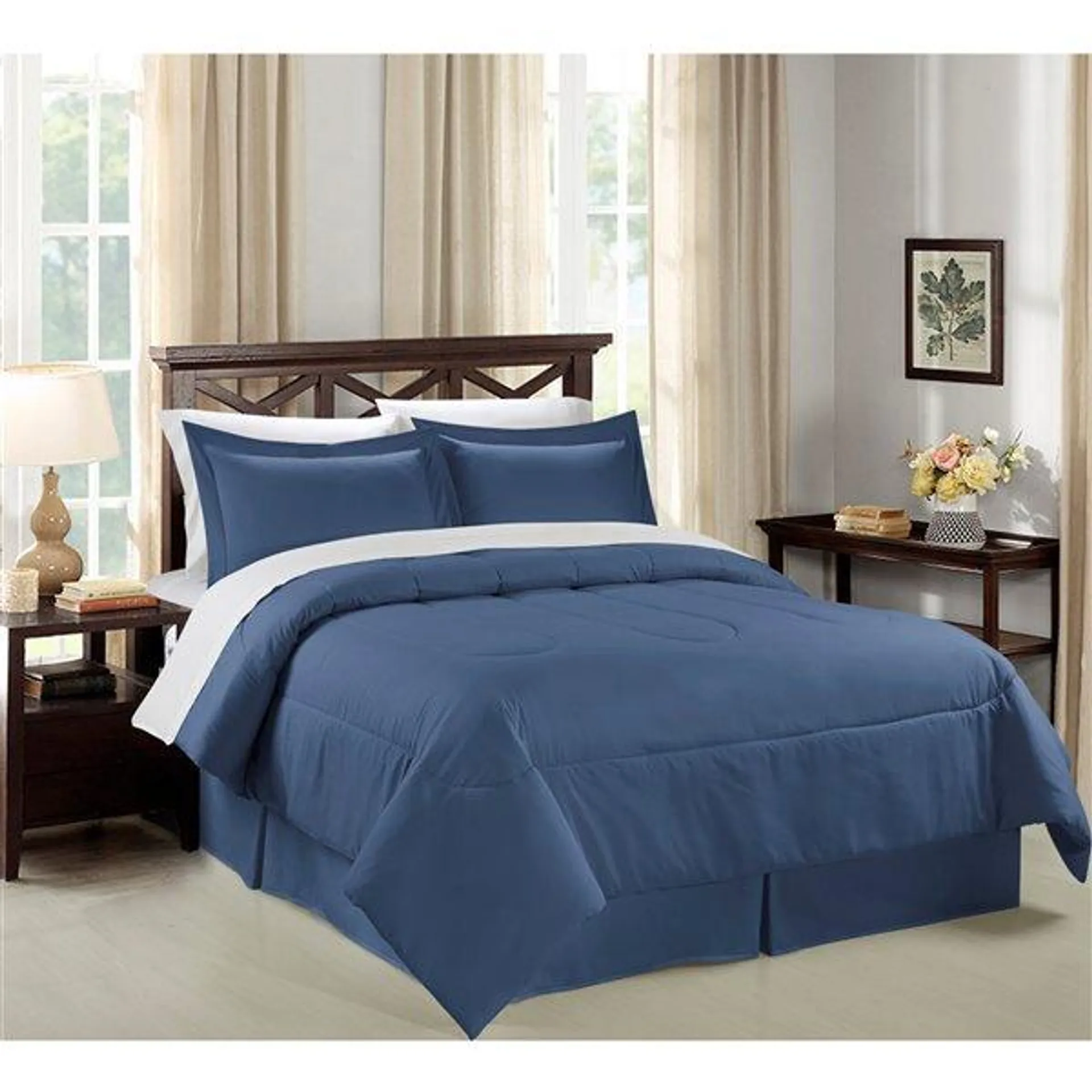 Ensemble de couette 8 pièces de Swift Home indigo pour grand lit