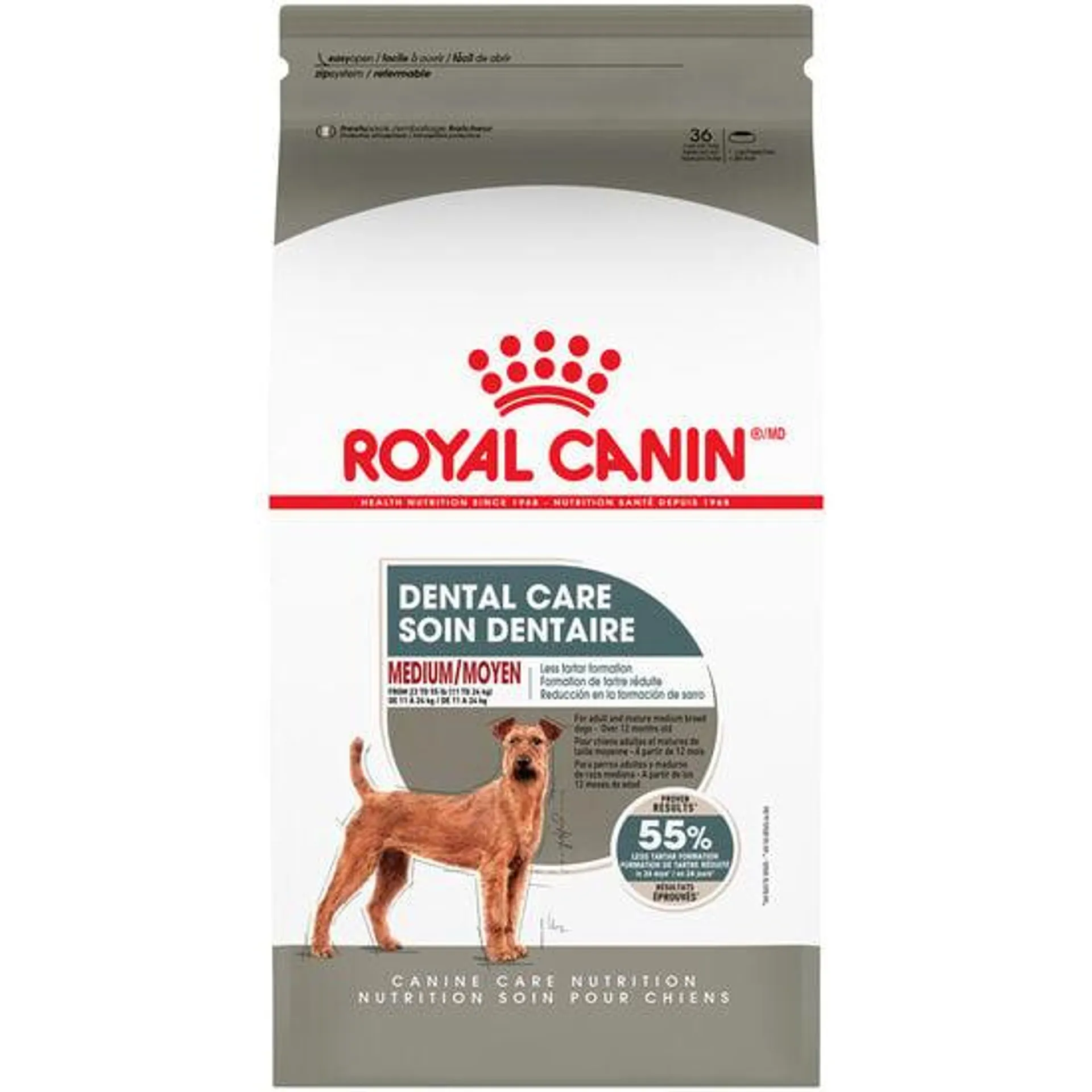 Nourriture sèche formule nutrition soin dentaire pour chien de taille moyenne