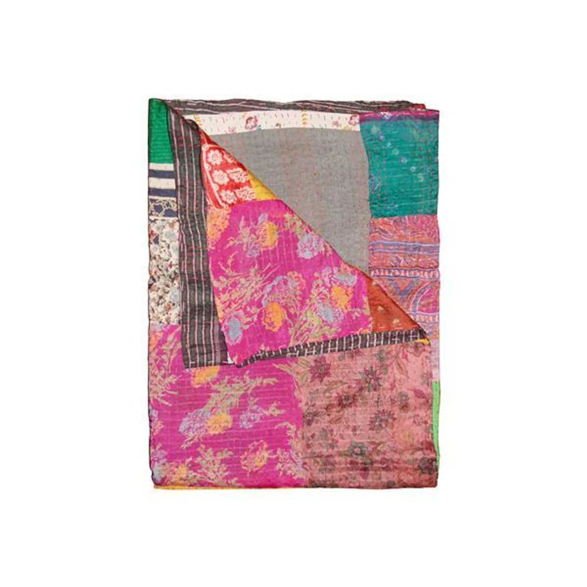 Jeté en soie Kantha, 50 pox 70 po, multicolore