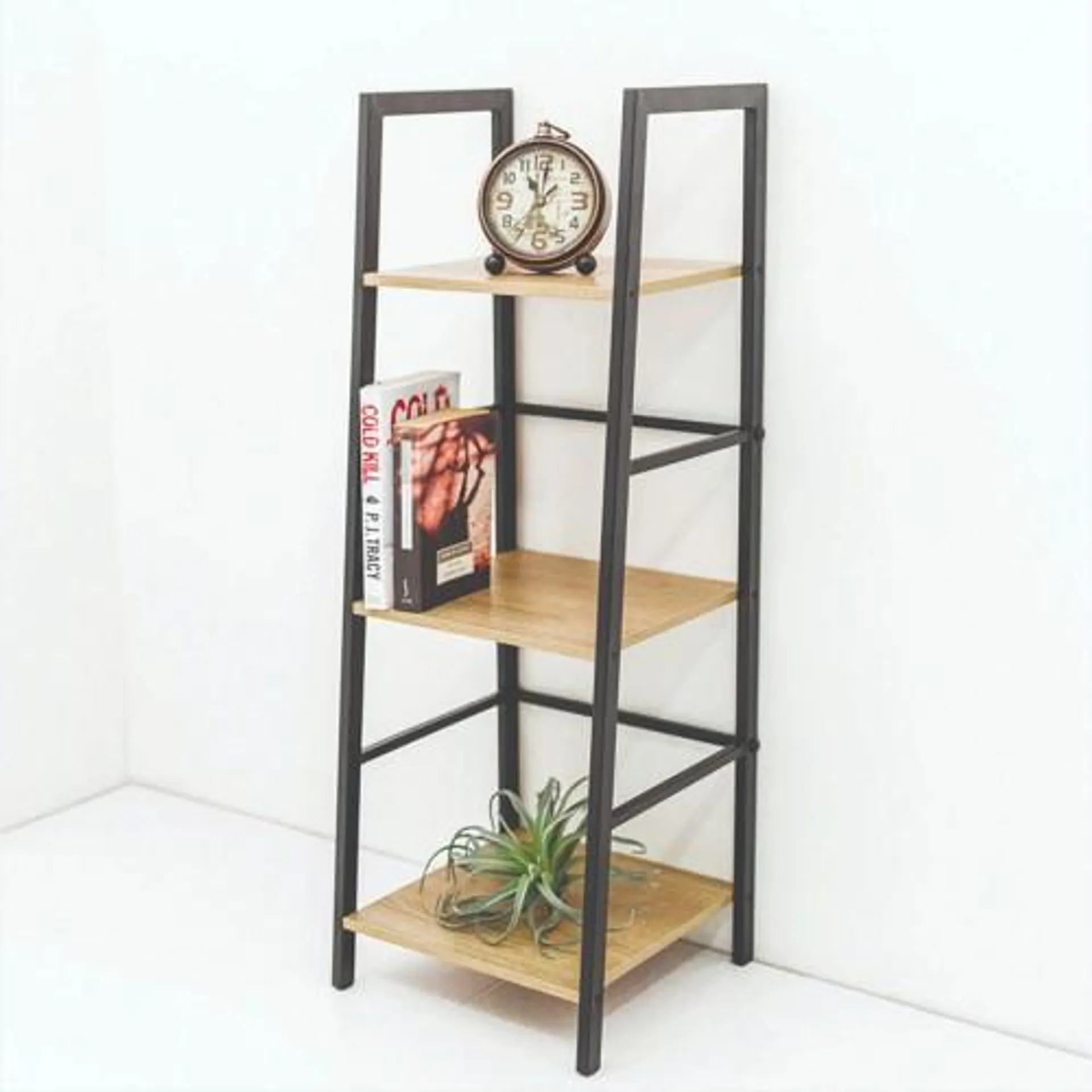 ATELIER DU NORD 3 Tier Ladder Shelf with Metal Frame