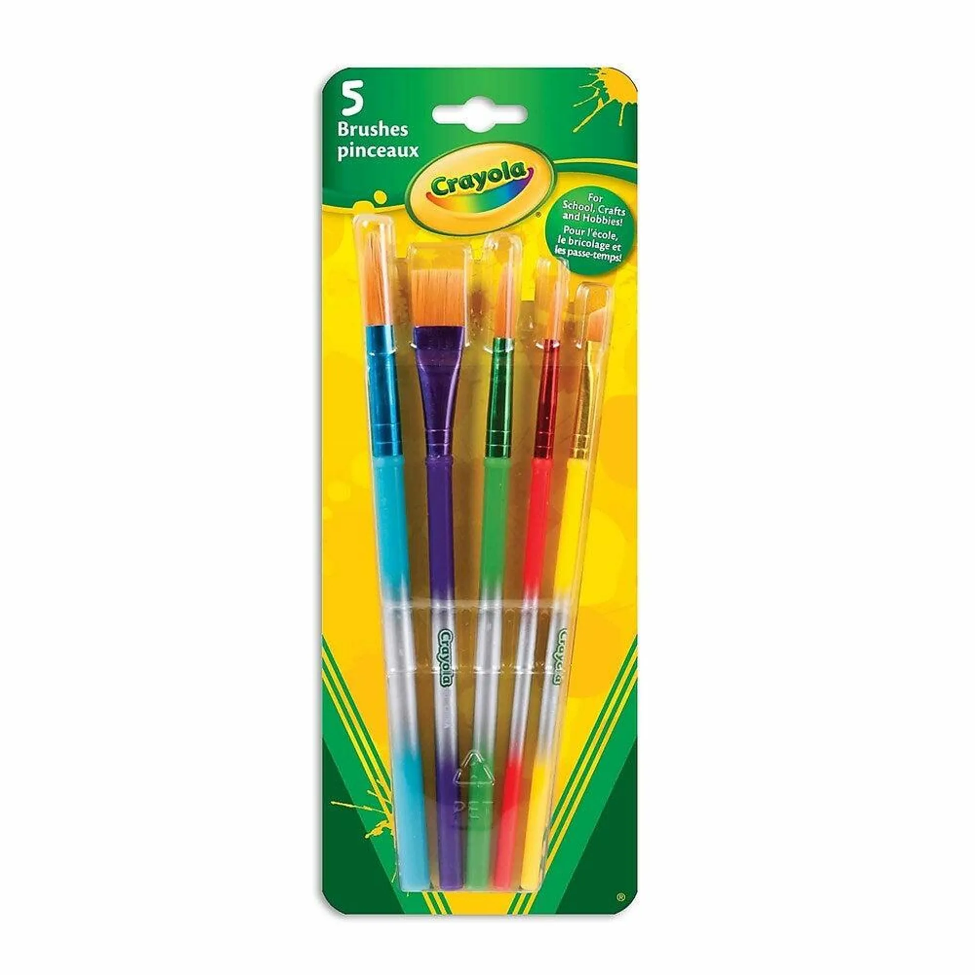 Crayola - Pinceaux d'artiste - Têtes variées - Paquet de 5