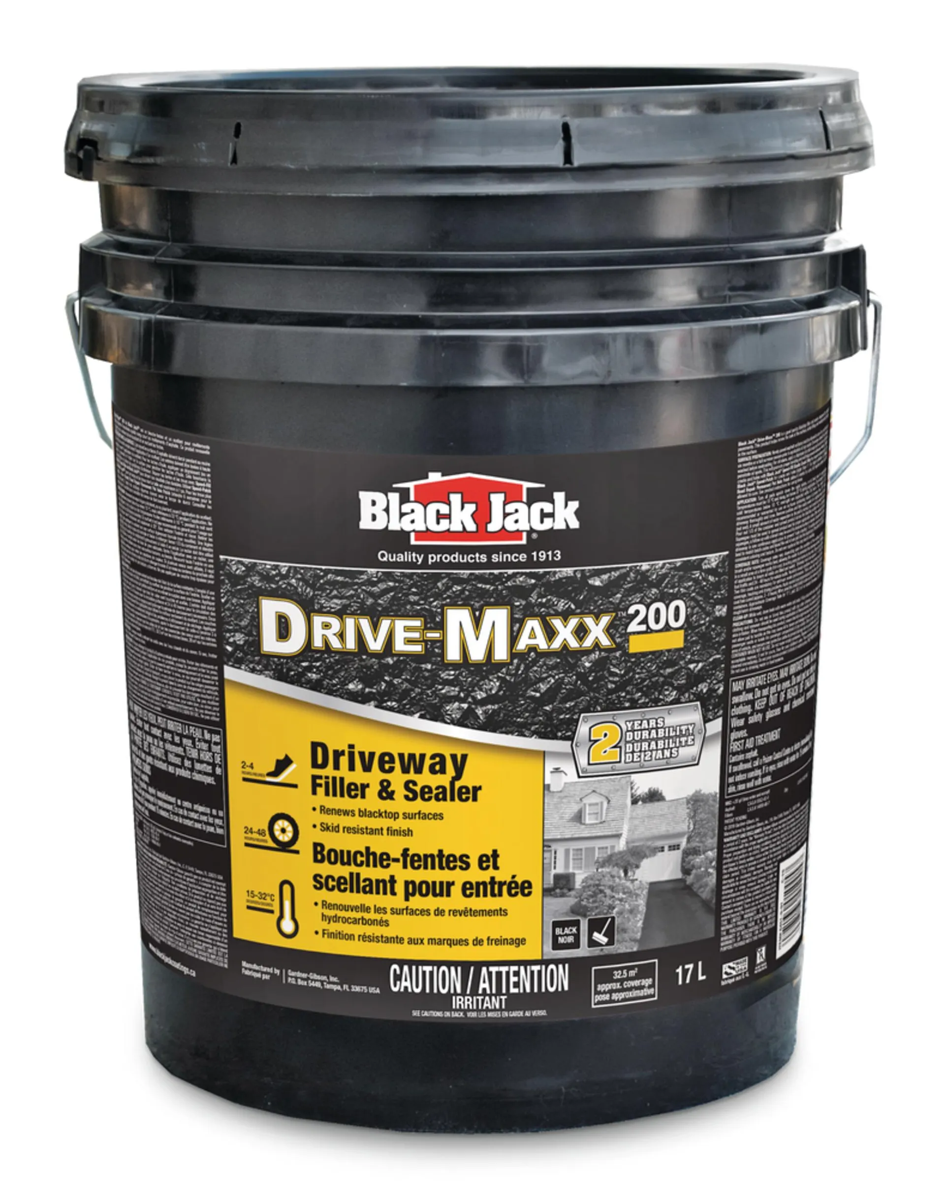 Mastic et scellant pour entrée d'asphalte Black Jack Drive-Maxx 200, 2 ans, couverture de 32,5 m2, 17 L