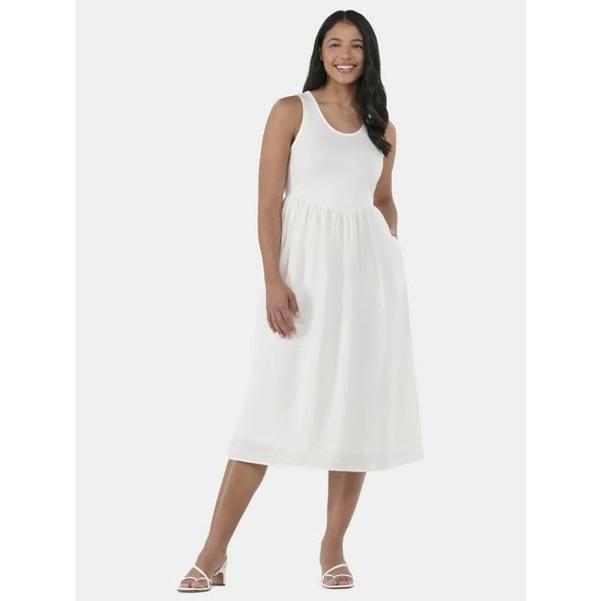 Time and Tru Women's and Women’s Plus Sleeveless Mix Tank Dress, Sizes XS-4X