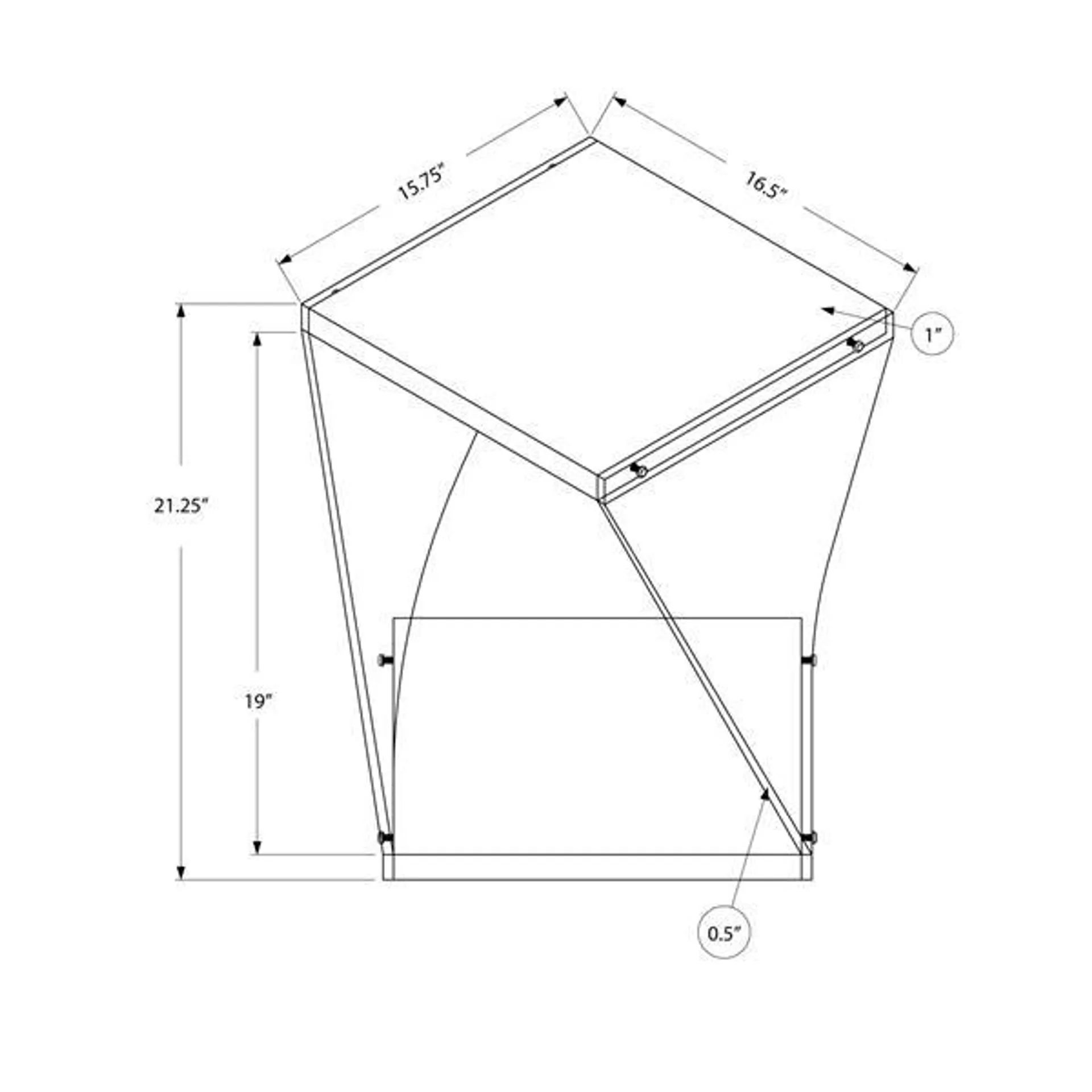 Table d'appoint, 15,75 po x 21,25 po, composite, blanc