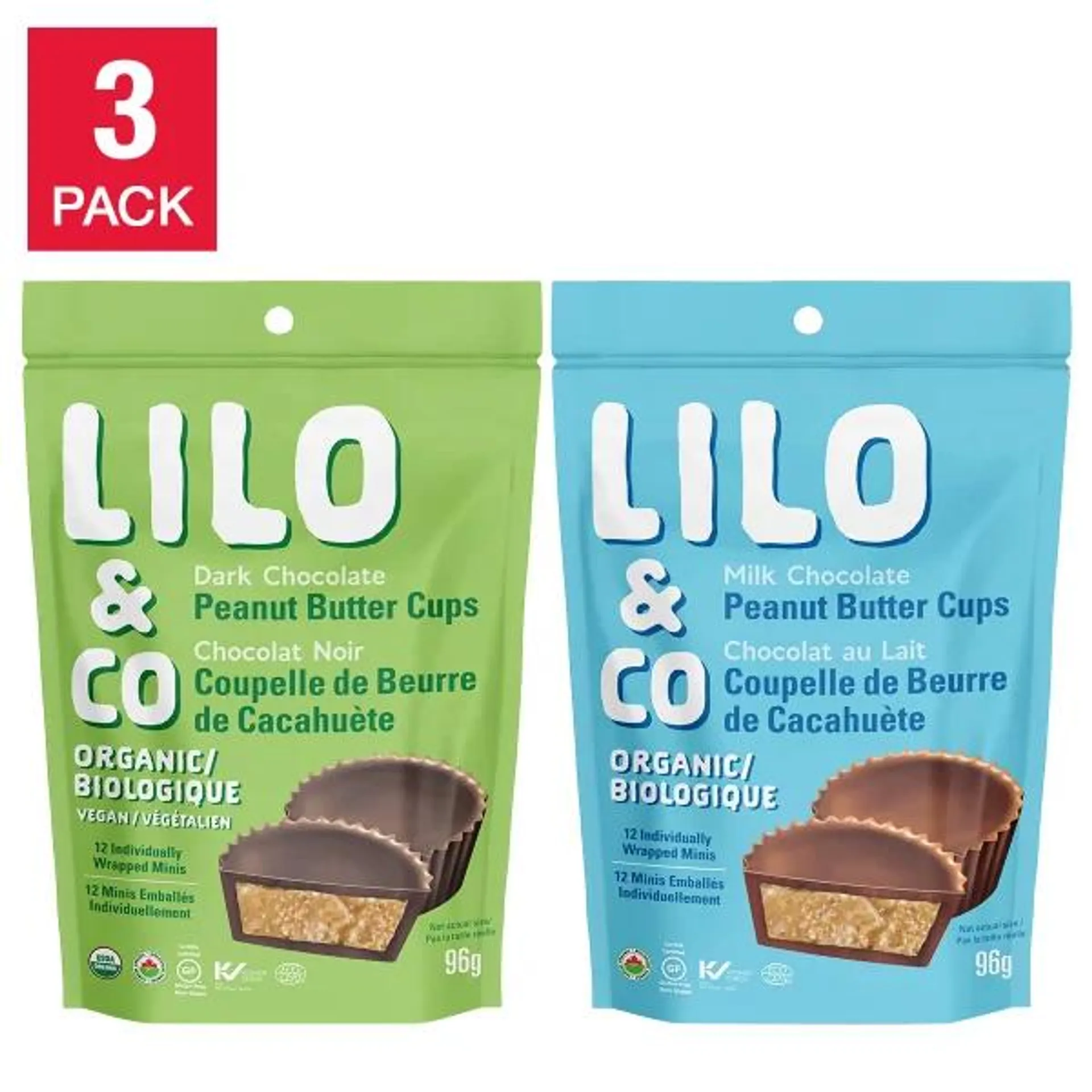 Lilo & Co Peanut Butter Cups, 6 × 96 g