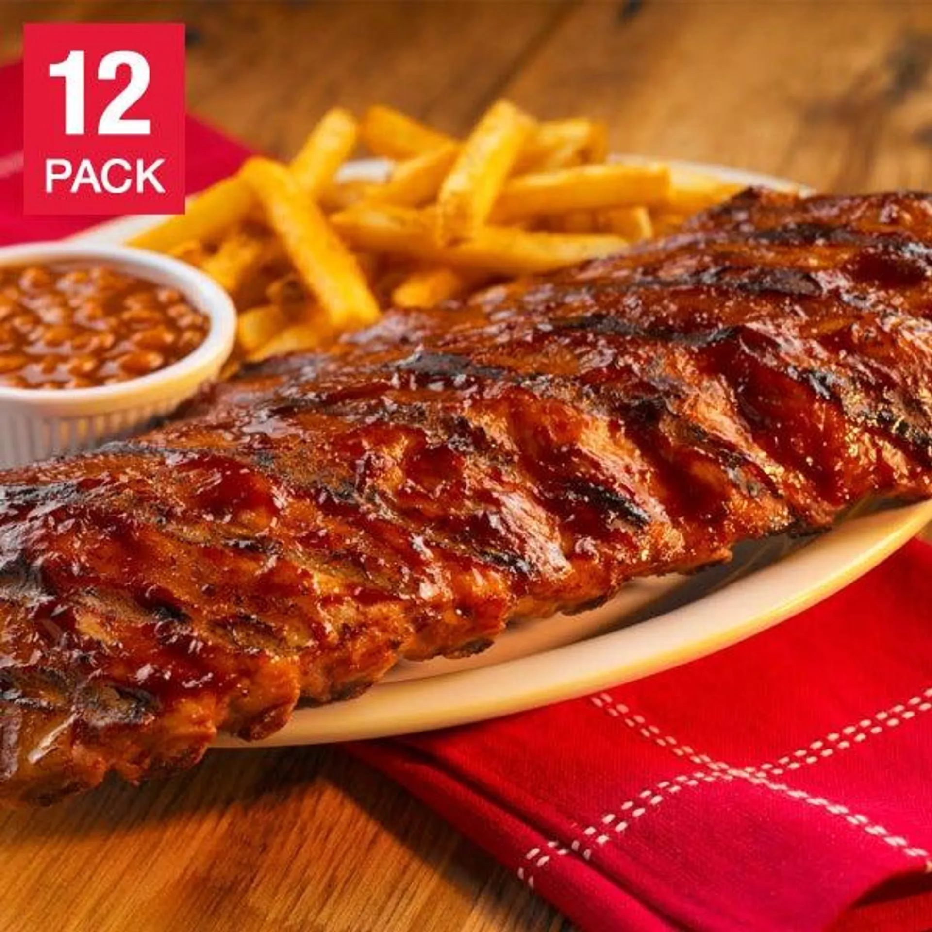 Fully-cooked Grilled Pork Back Ribs, 567 g (20 oz) x 12 Racks