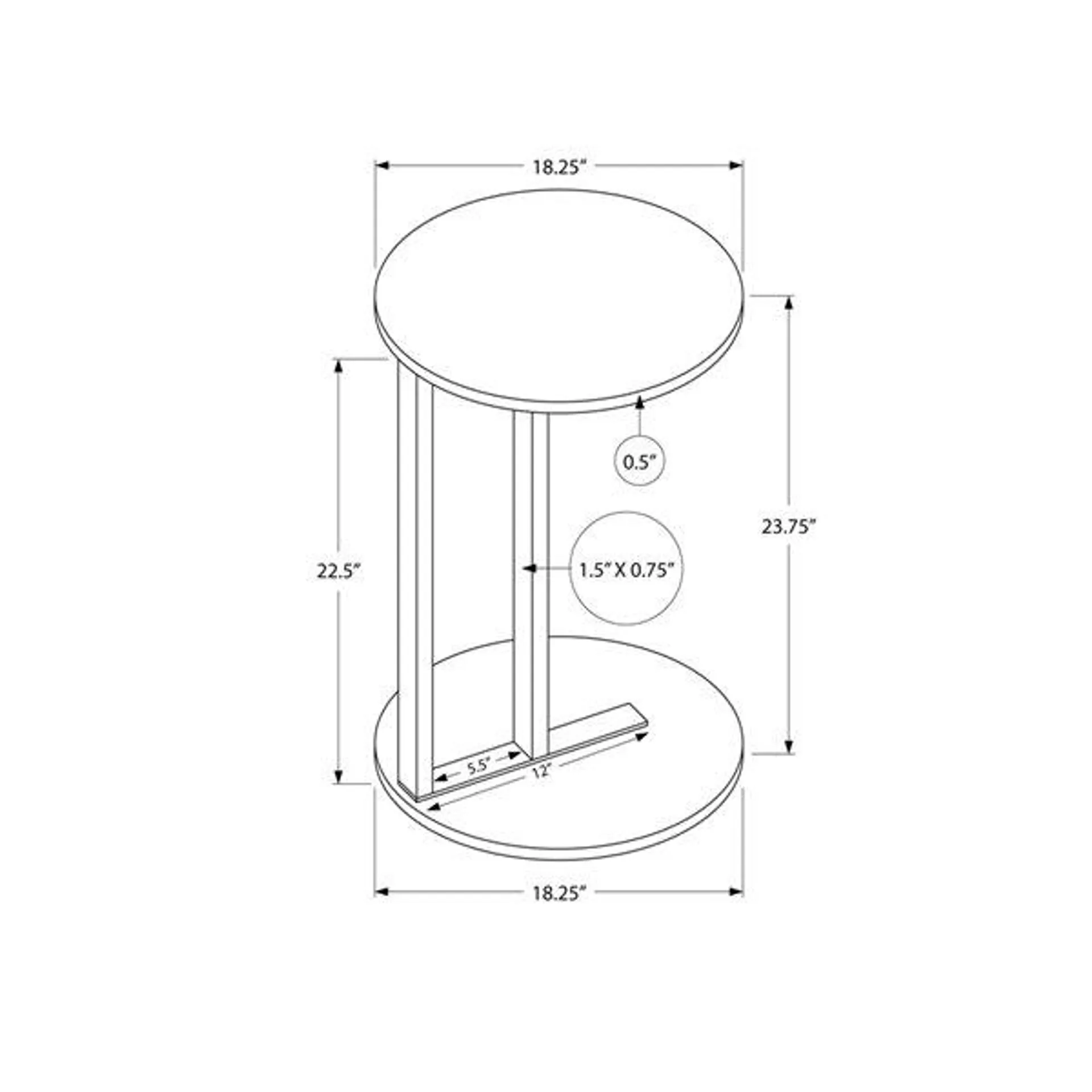 Table d'appoint Monarch Specialties, imitation de marbre blanc et métal noir, 24 po H