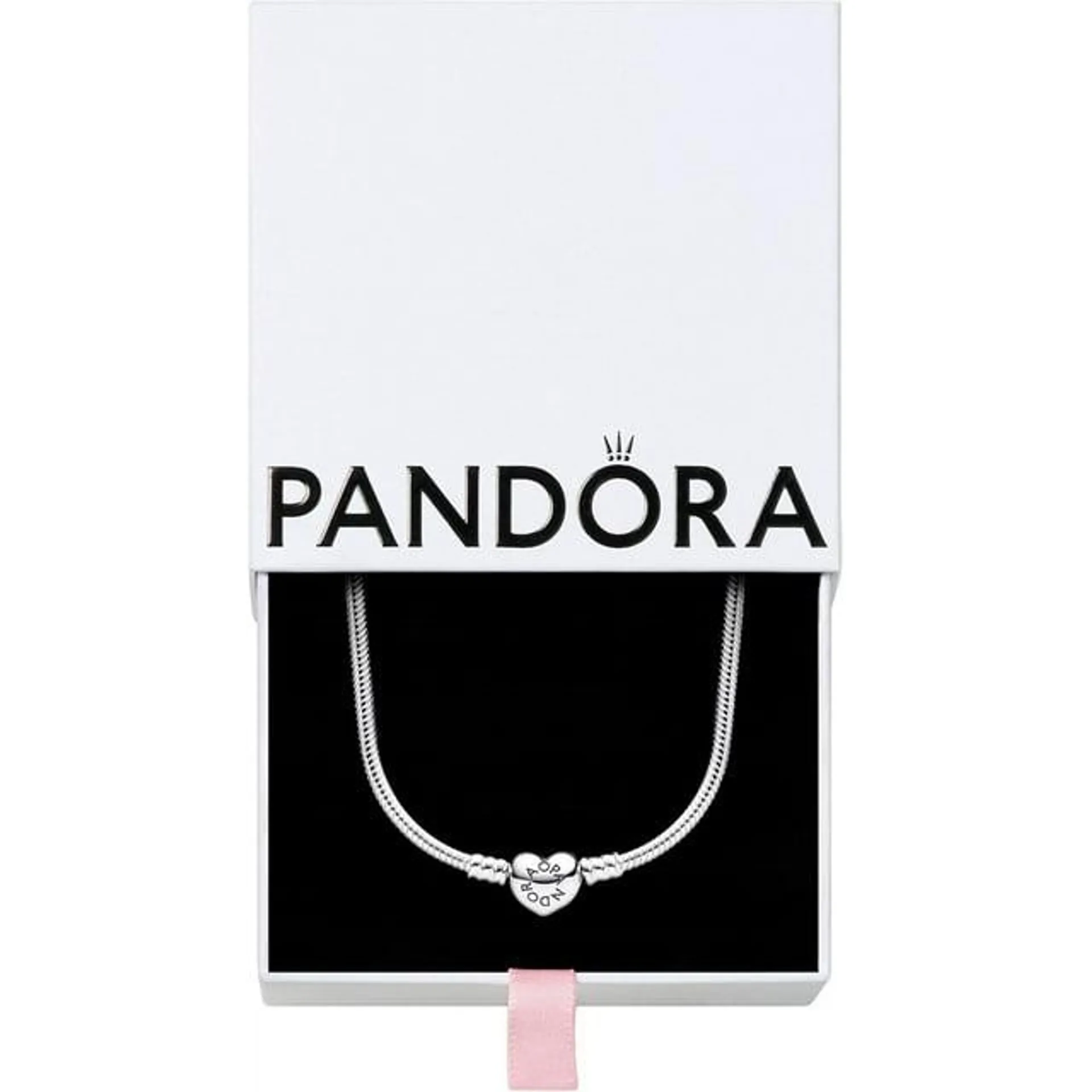 Snake chain sterling silver necklace with engravable heart clasp, with Gift Box, 45 cm