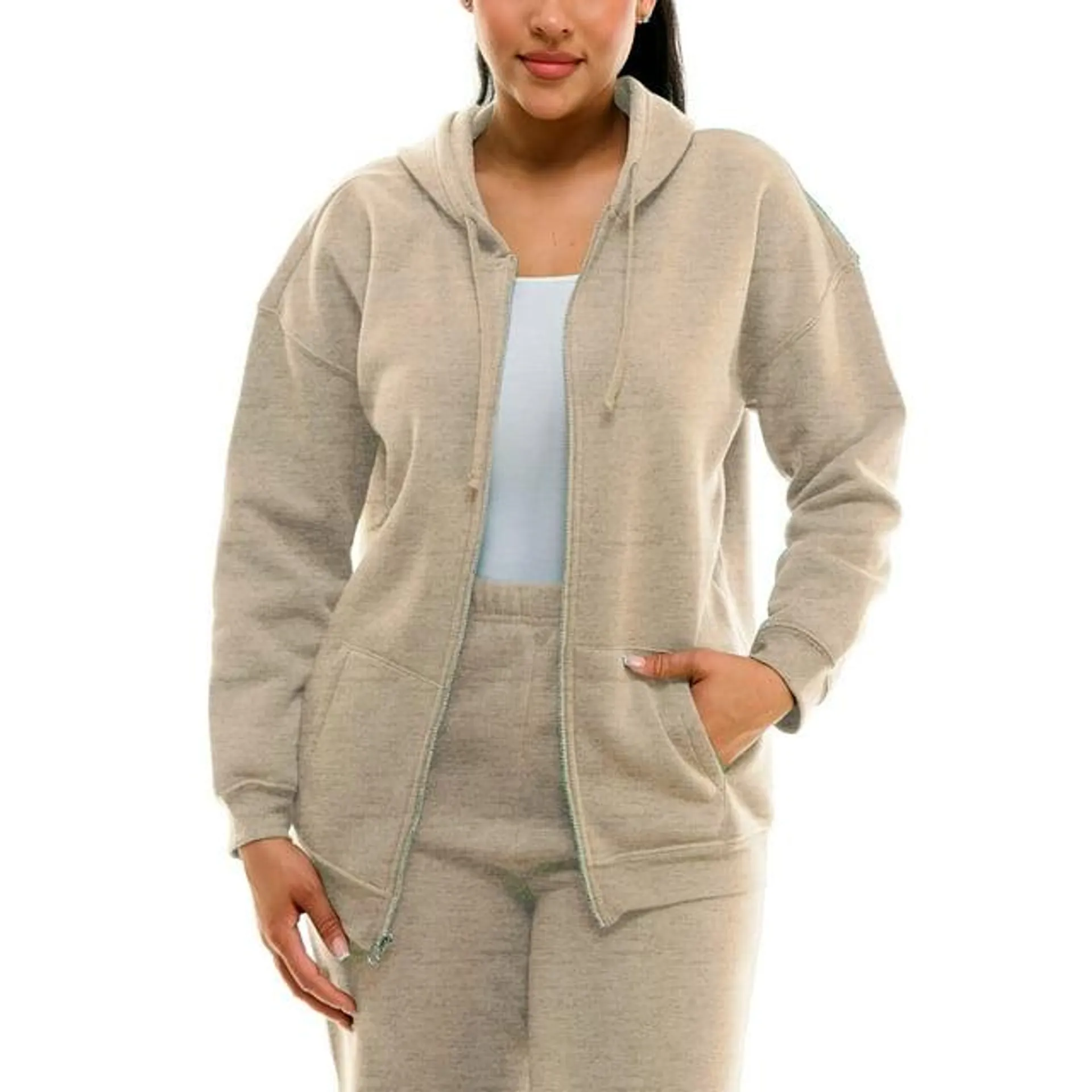 Derek Heart Junior's Oversized Zip-up Hoodie with Drop Shoulder and Kangaroo pocket, Boyfriend fit