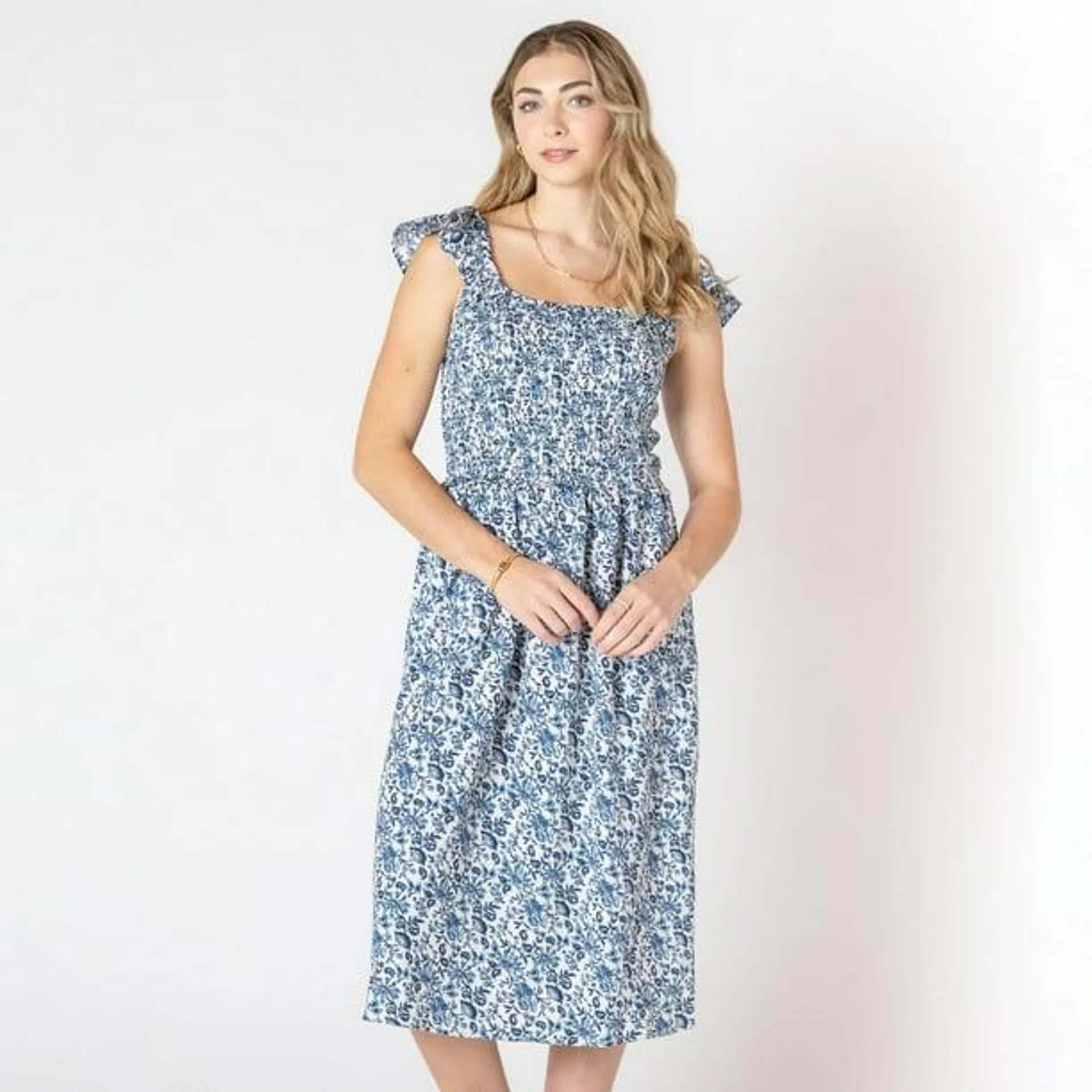 Devoted robe midi sans manches avec volants sur les épaules Robe midi sans manches