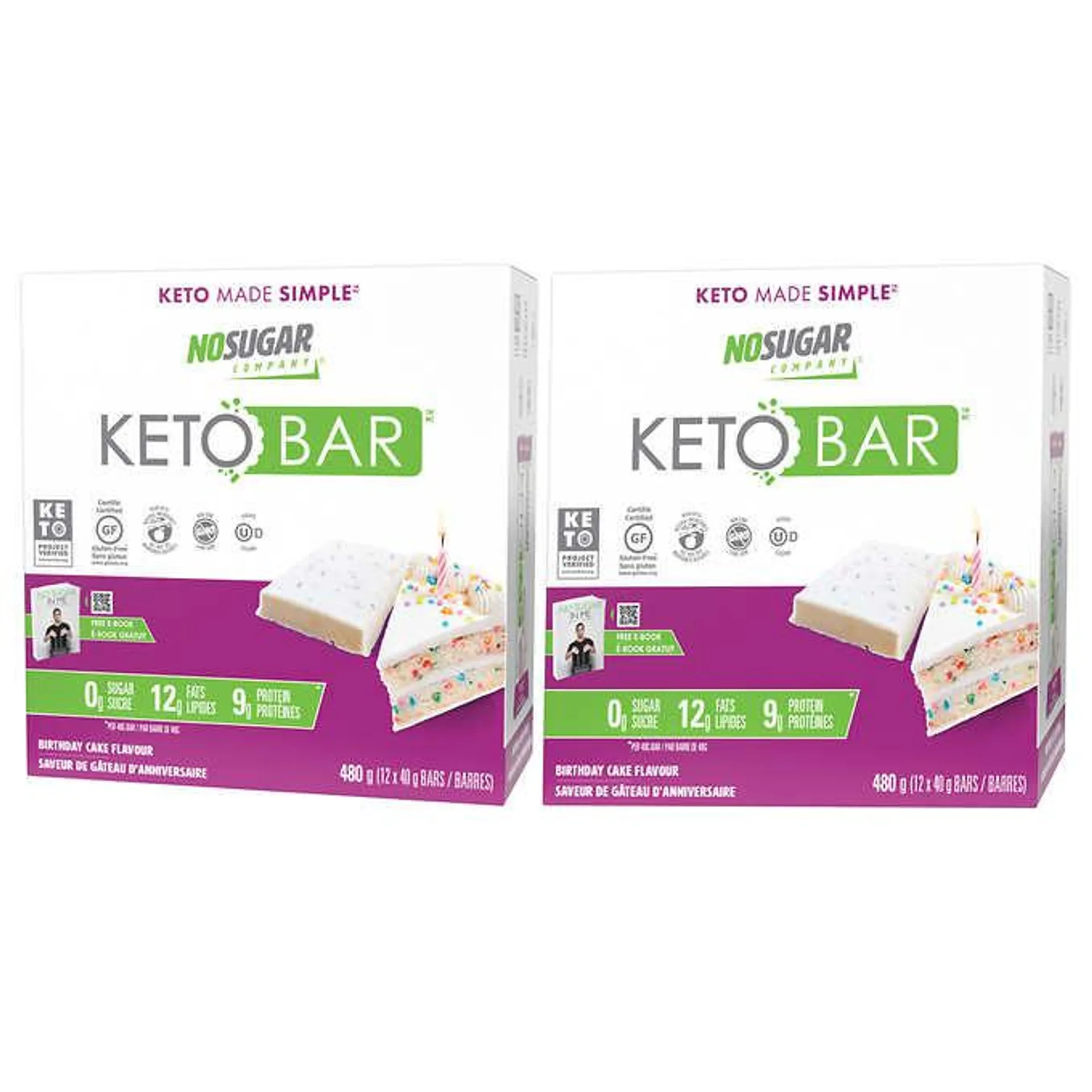 No Sugar Keto Bar, Bars, 2 × 480 g