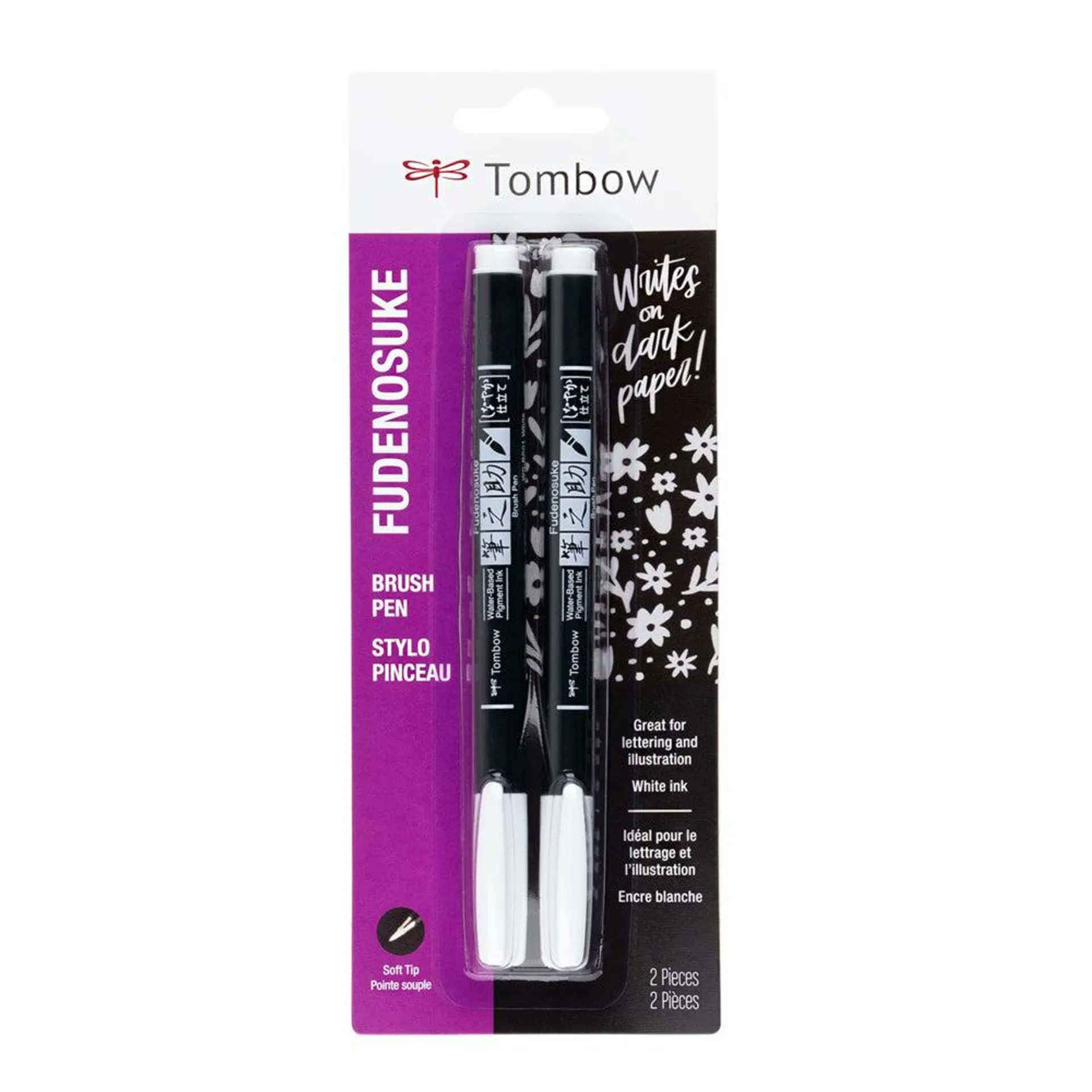 Tombow - Fudenosuke Pastel - Blanc - Paquet de 2